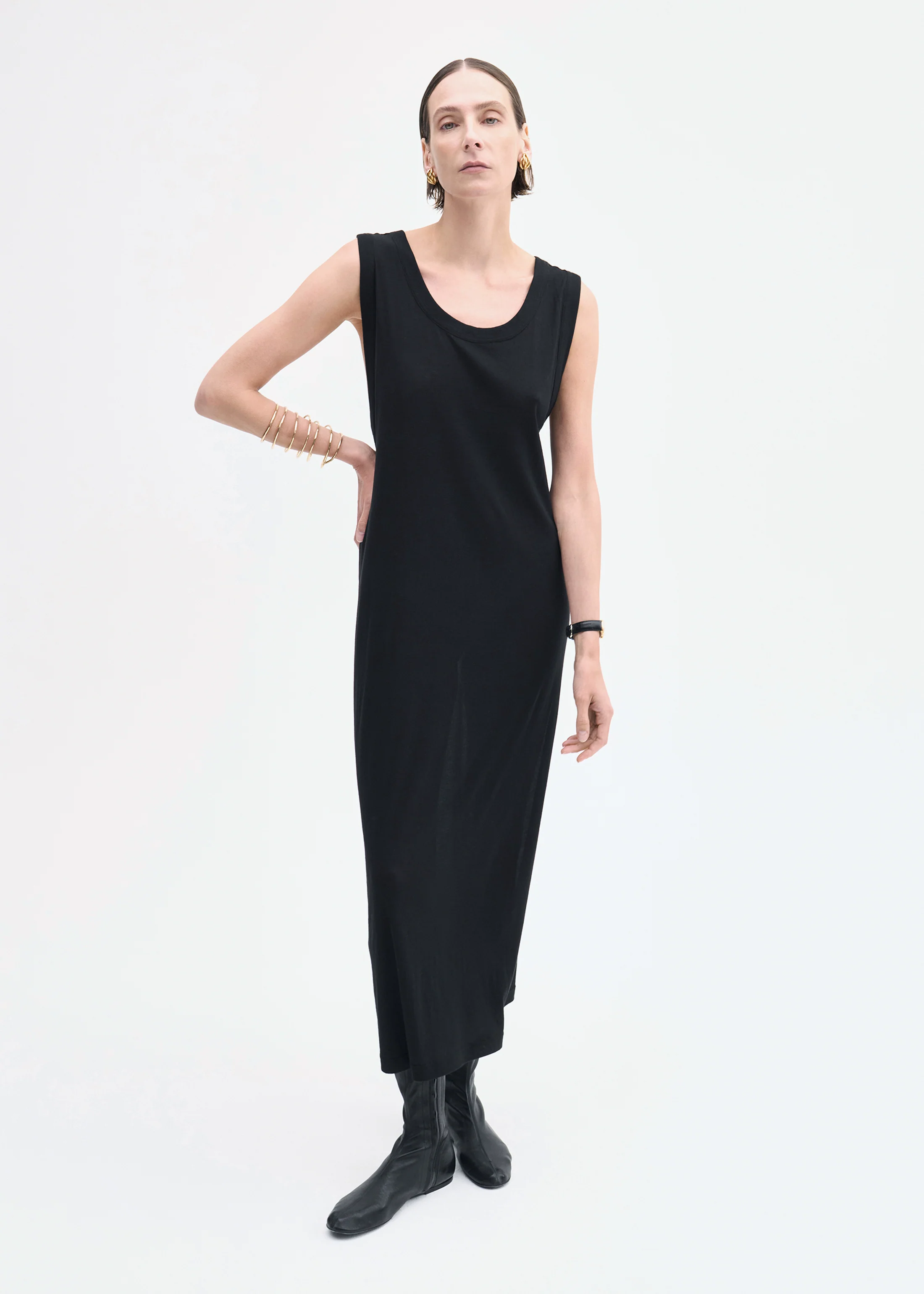 Tank Dress in Slub Jersey - Black