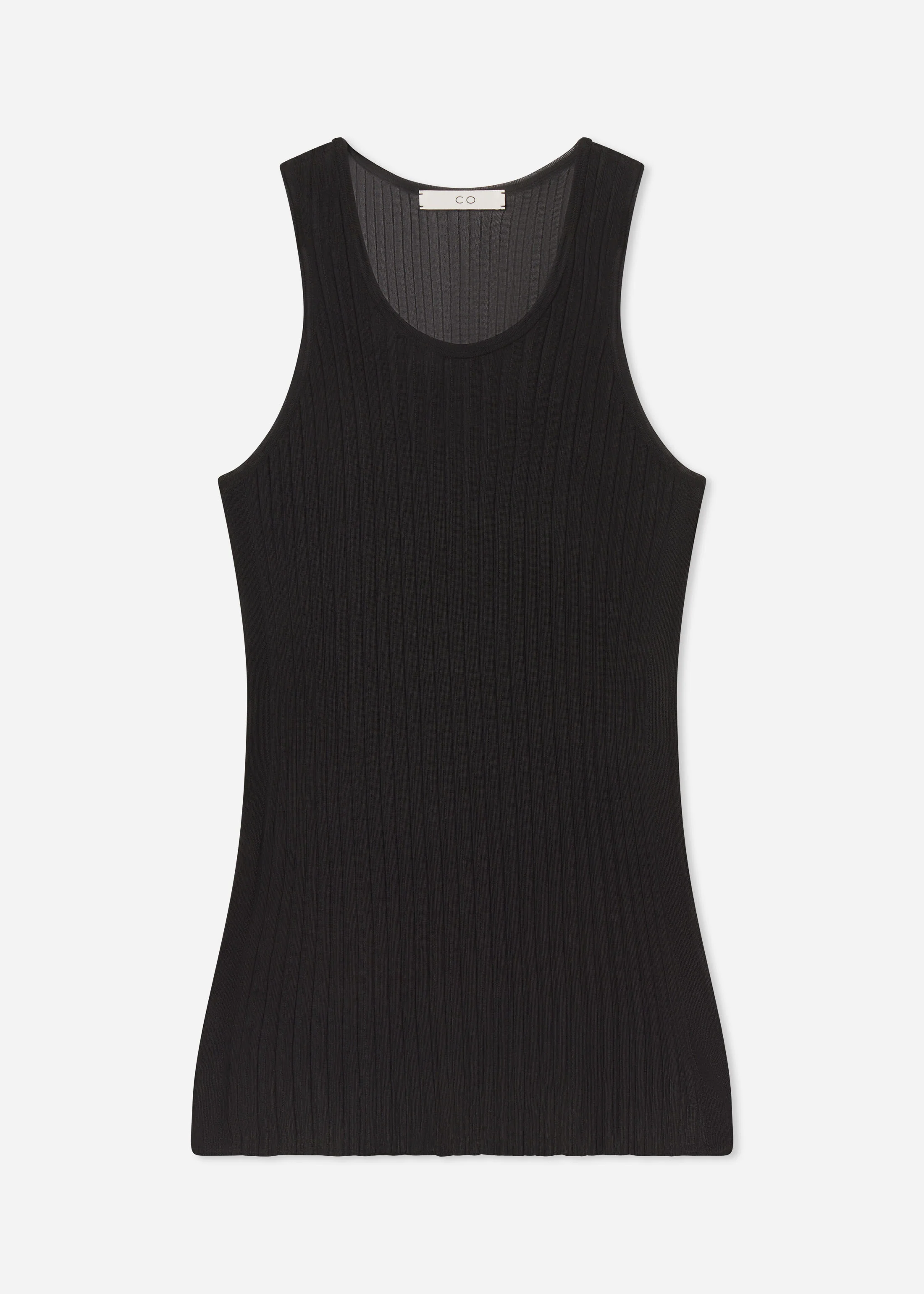 1096-sheer-rib-tank-top-in-viscose-black-3.webp Sheer Rib Tank Top in Viscose - Black