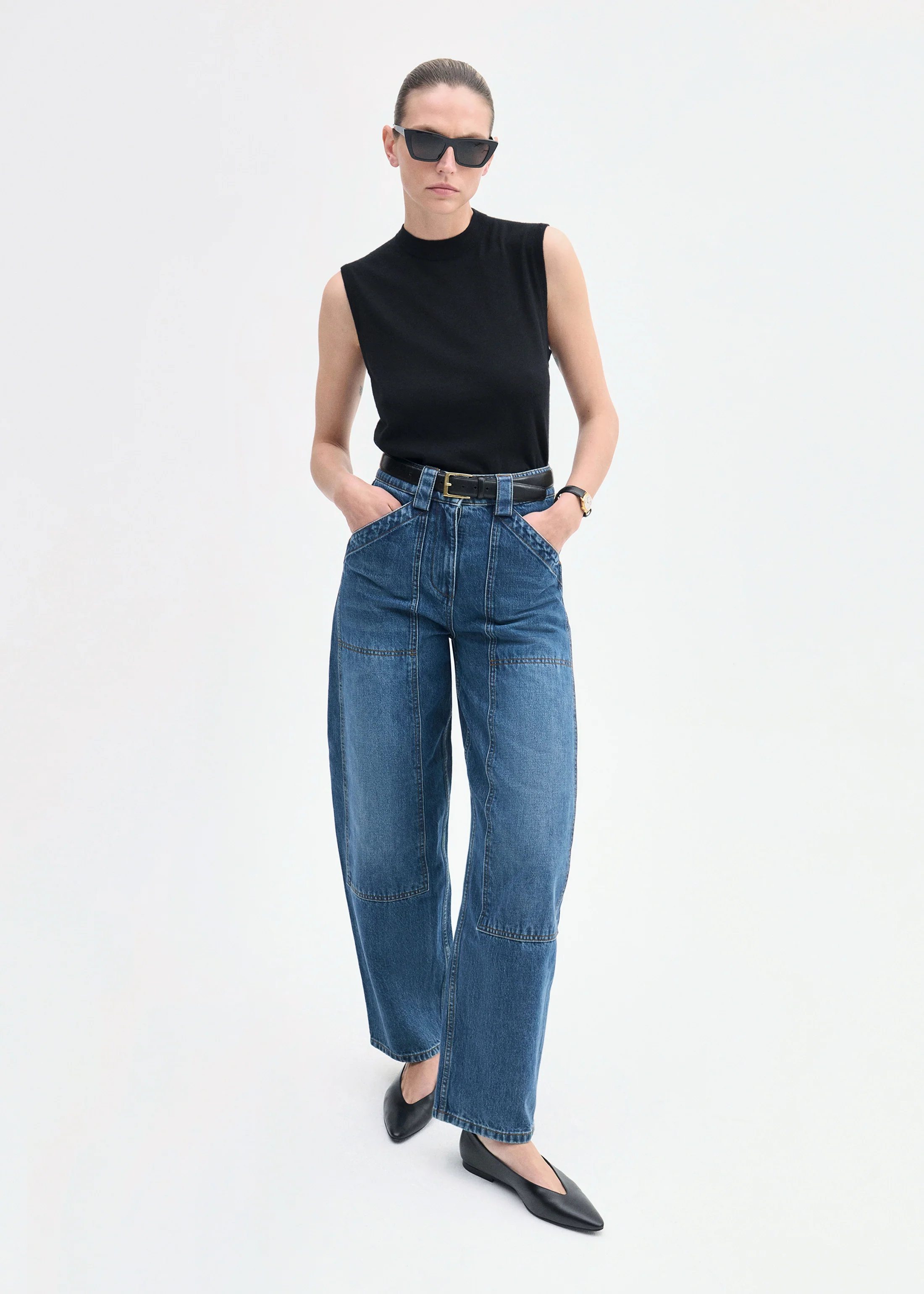 Shell Tank in Fine Cashmere - Black