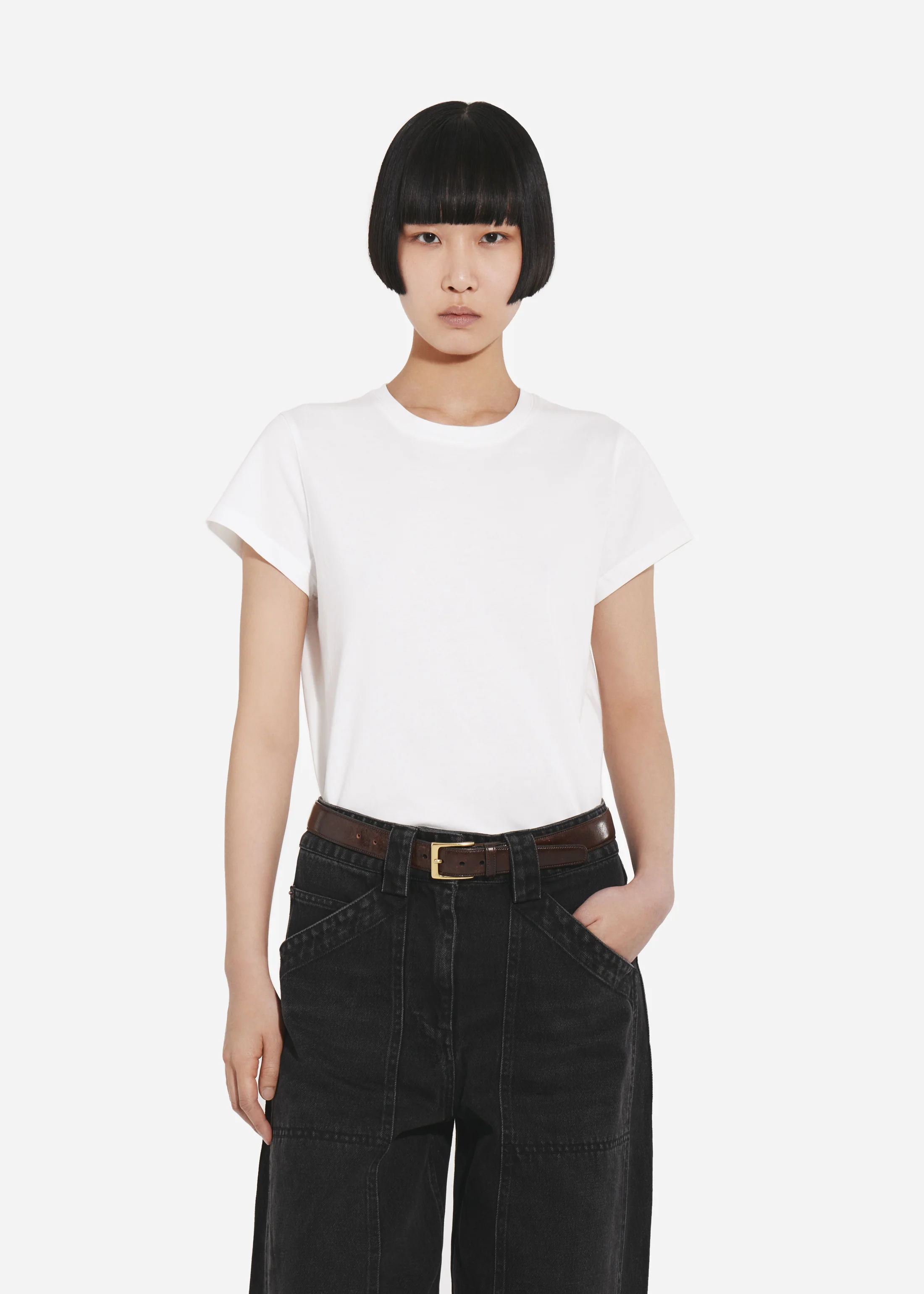 Fitted Tee in Cotton Jersey - Ivory