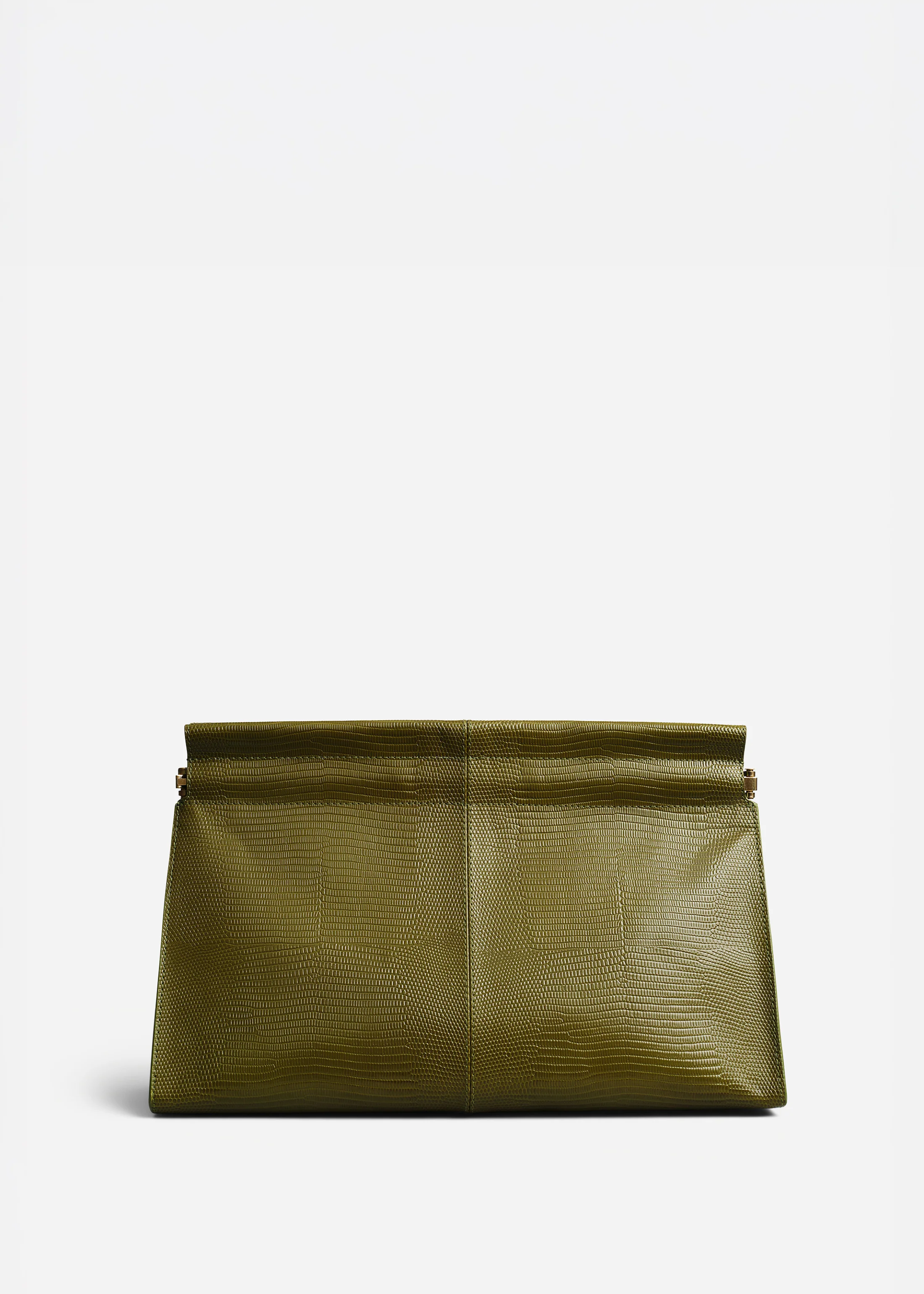 Large Leather Clutch - Olive