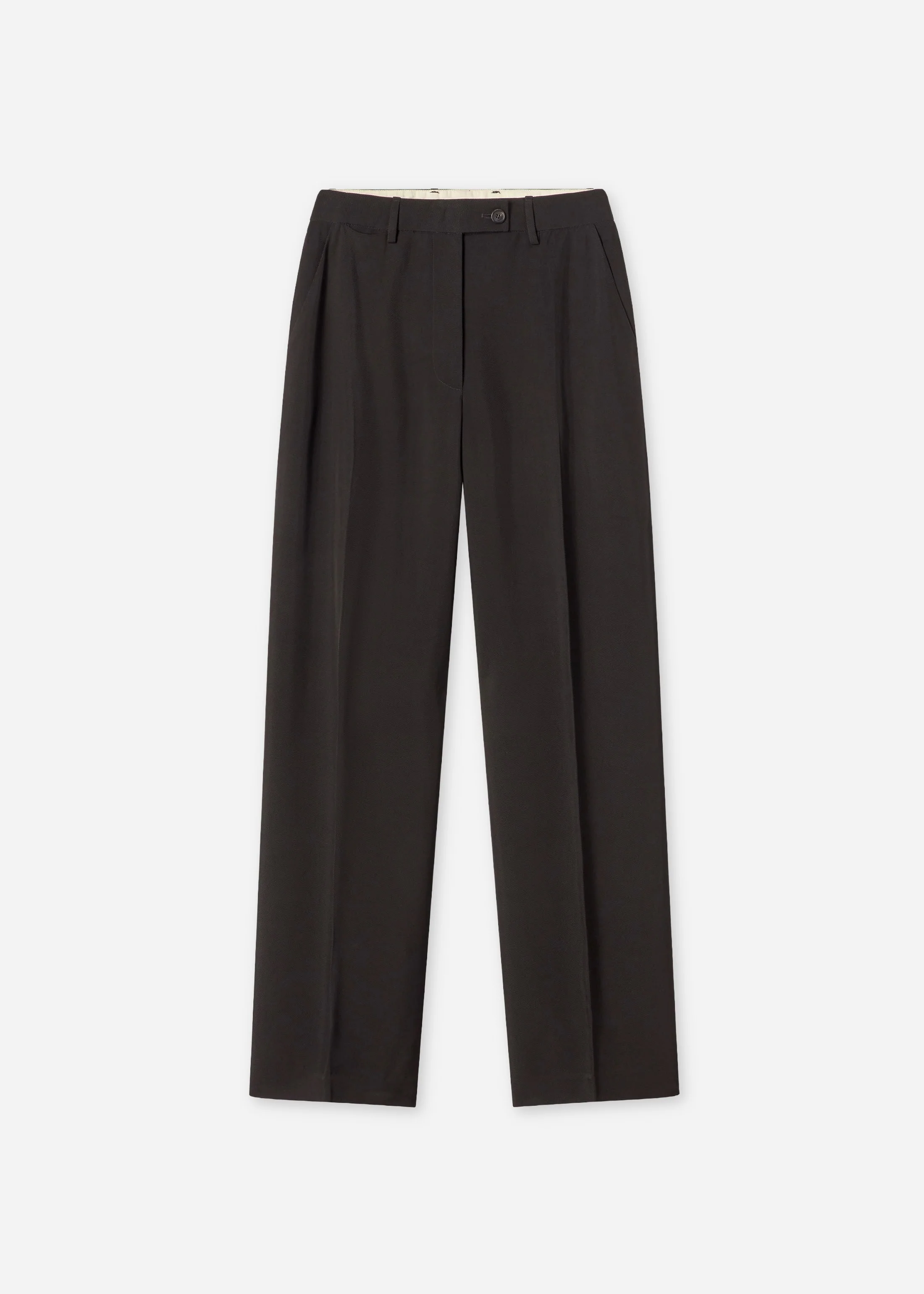 Tailored Straight-Leg Trouser in Viscose Twill - Black