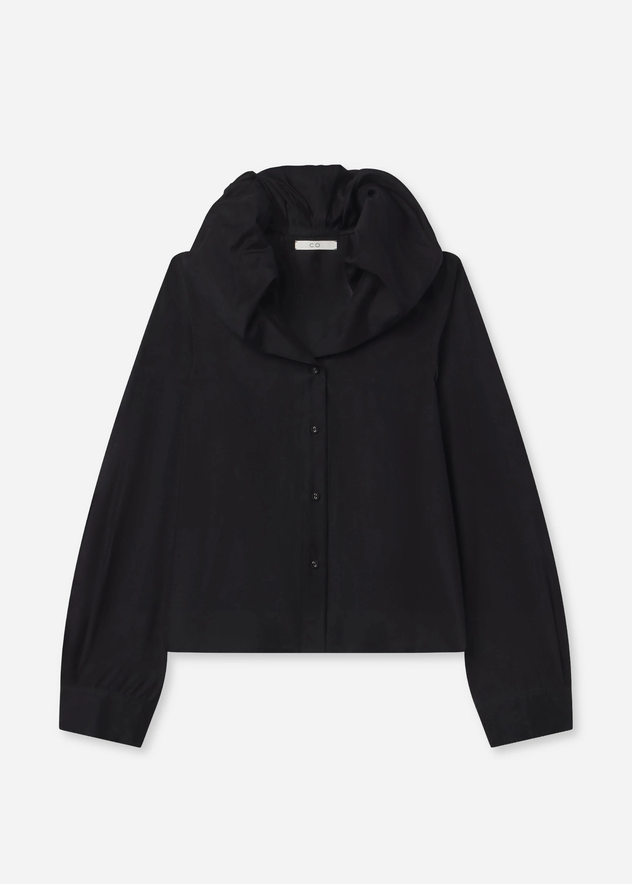1372-cloud-collar-shirt-in-cotton-silk-voile-black-4.webp Cloud Collar Shirt in Cotton Silk Voile - Black