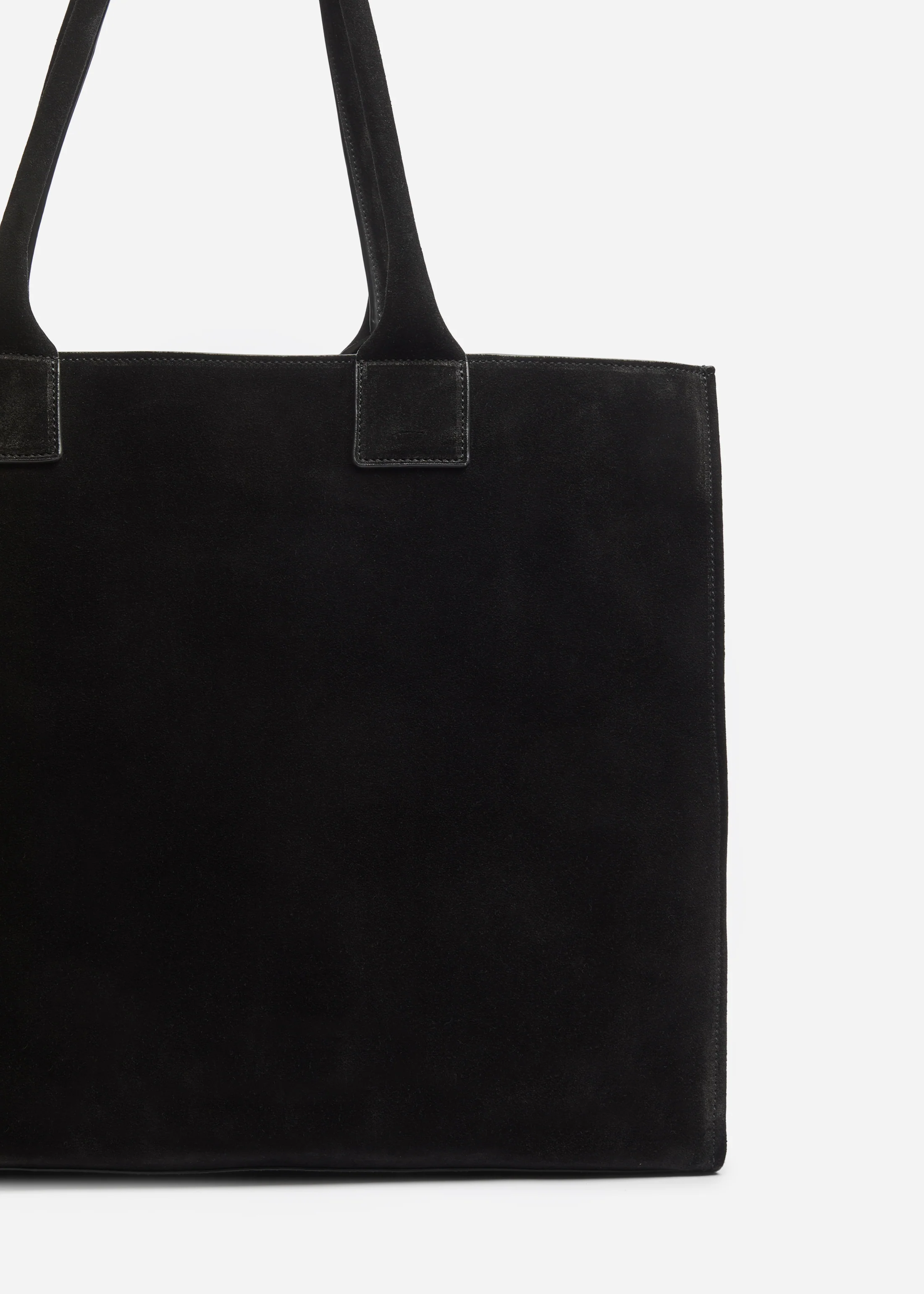 Large Tote Bag in Suede - Black