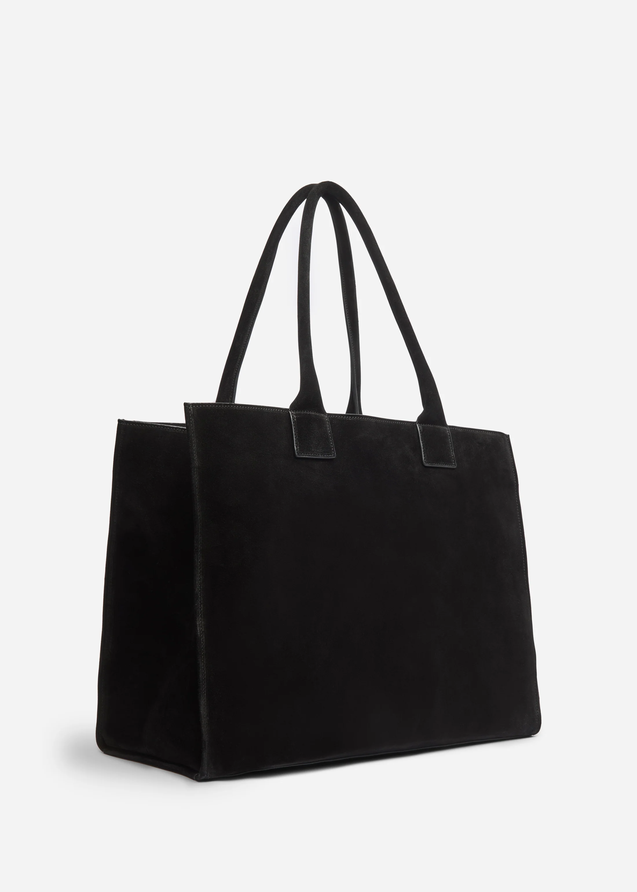 Large Tote Bag in Suede - Black