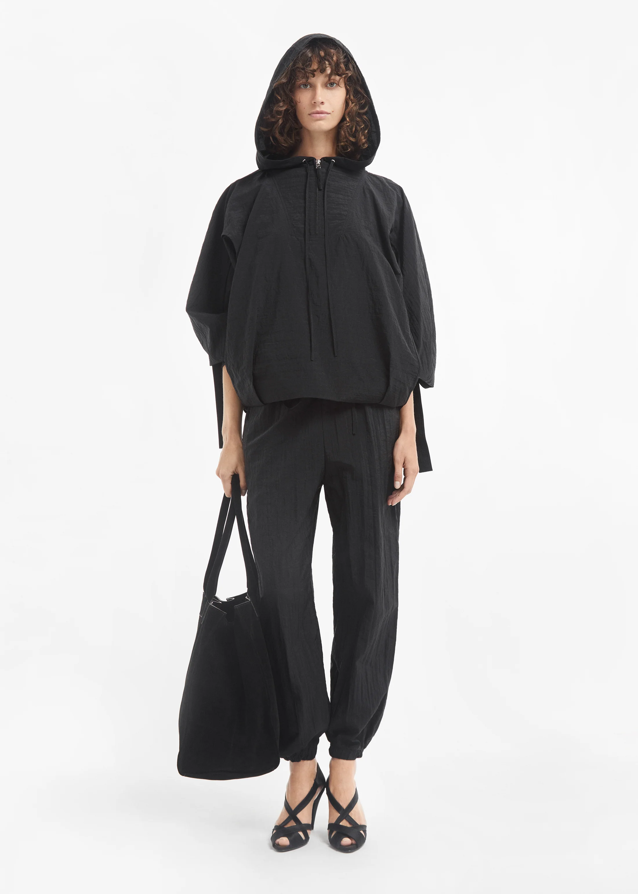 Large Tote Bag in Suede - Black