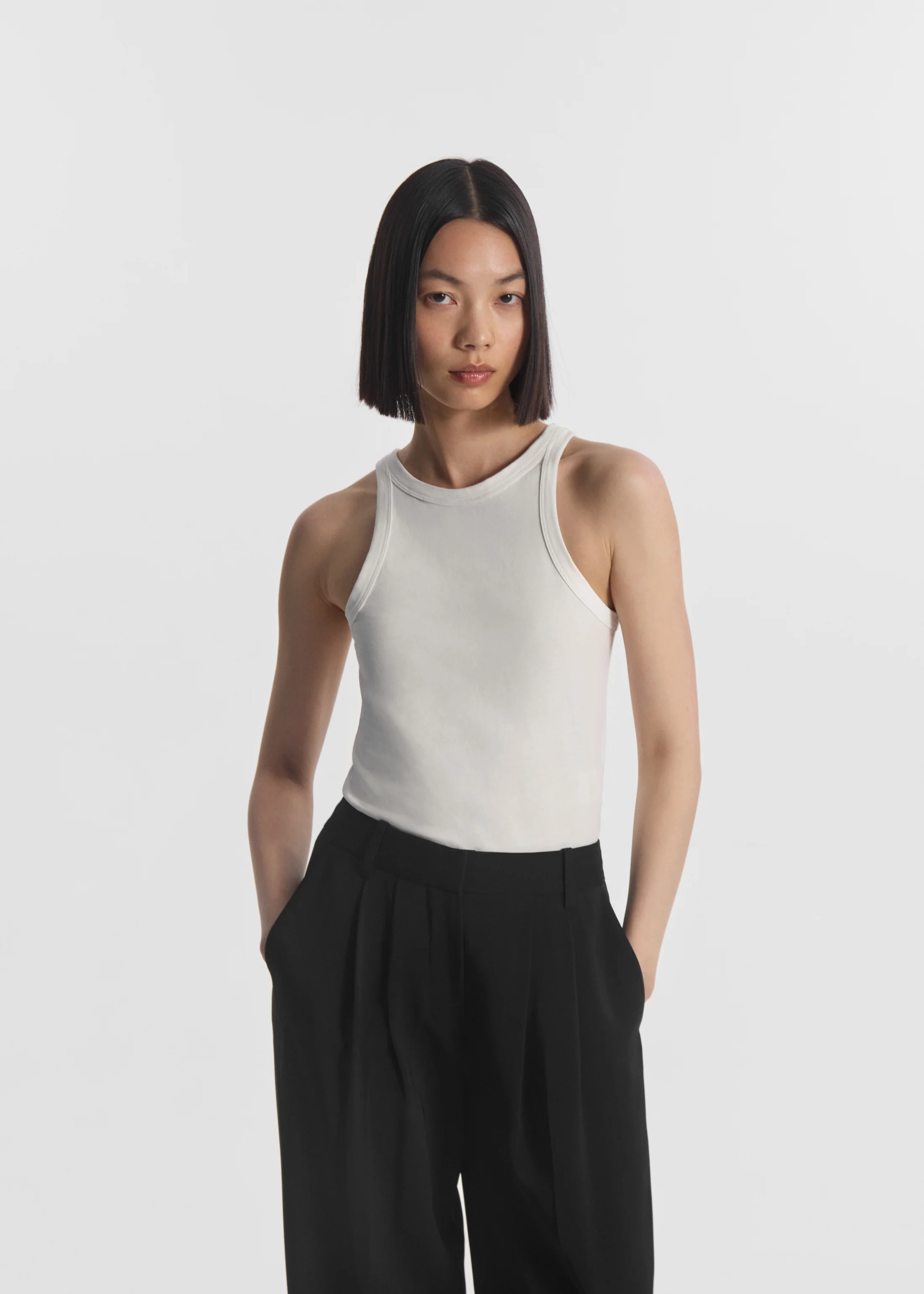 Fitted Tank in Cotton Jersey - Ivory