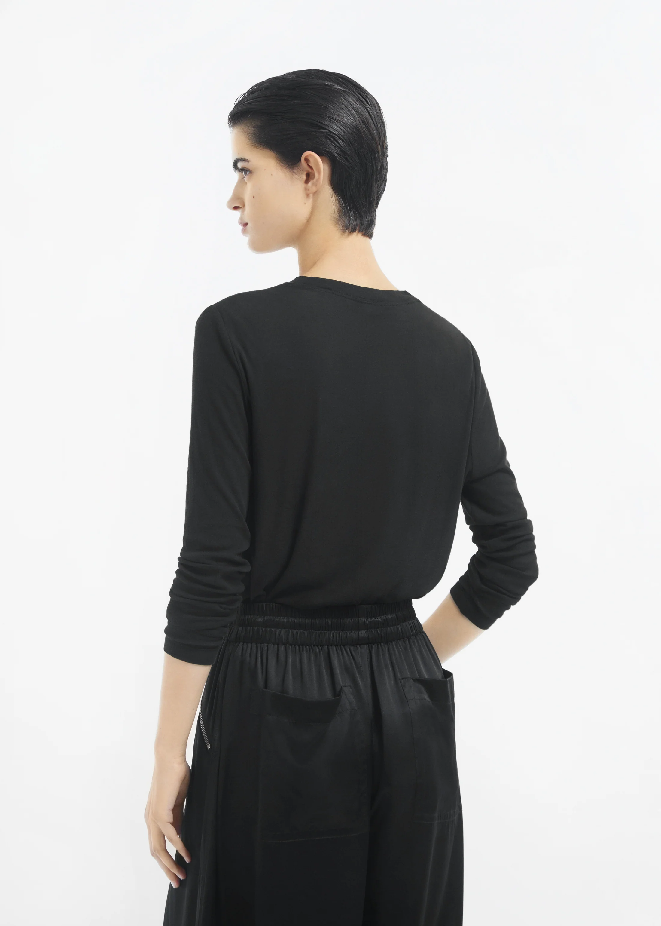 Crewneck Long Sleeve in Cotton Jersey - Black