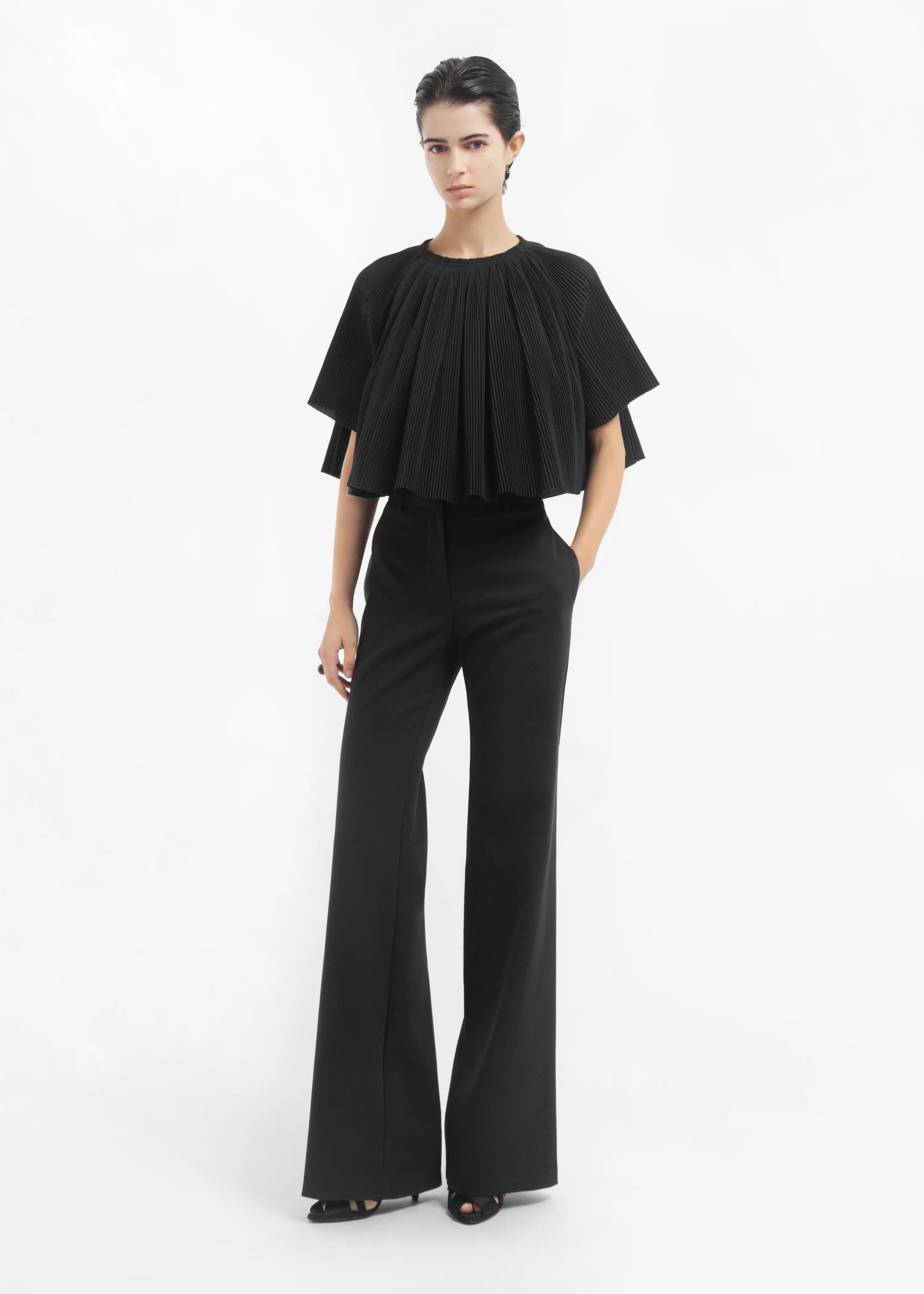 1495-crinkle-cut-cape-top-in-plisse-black-2.webp Crinkle Cut Cape Top in Plisse - Black