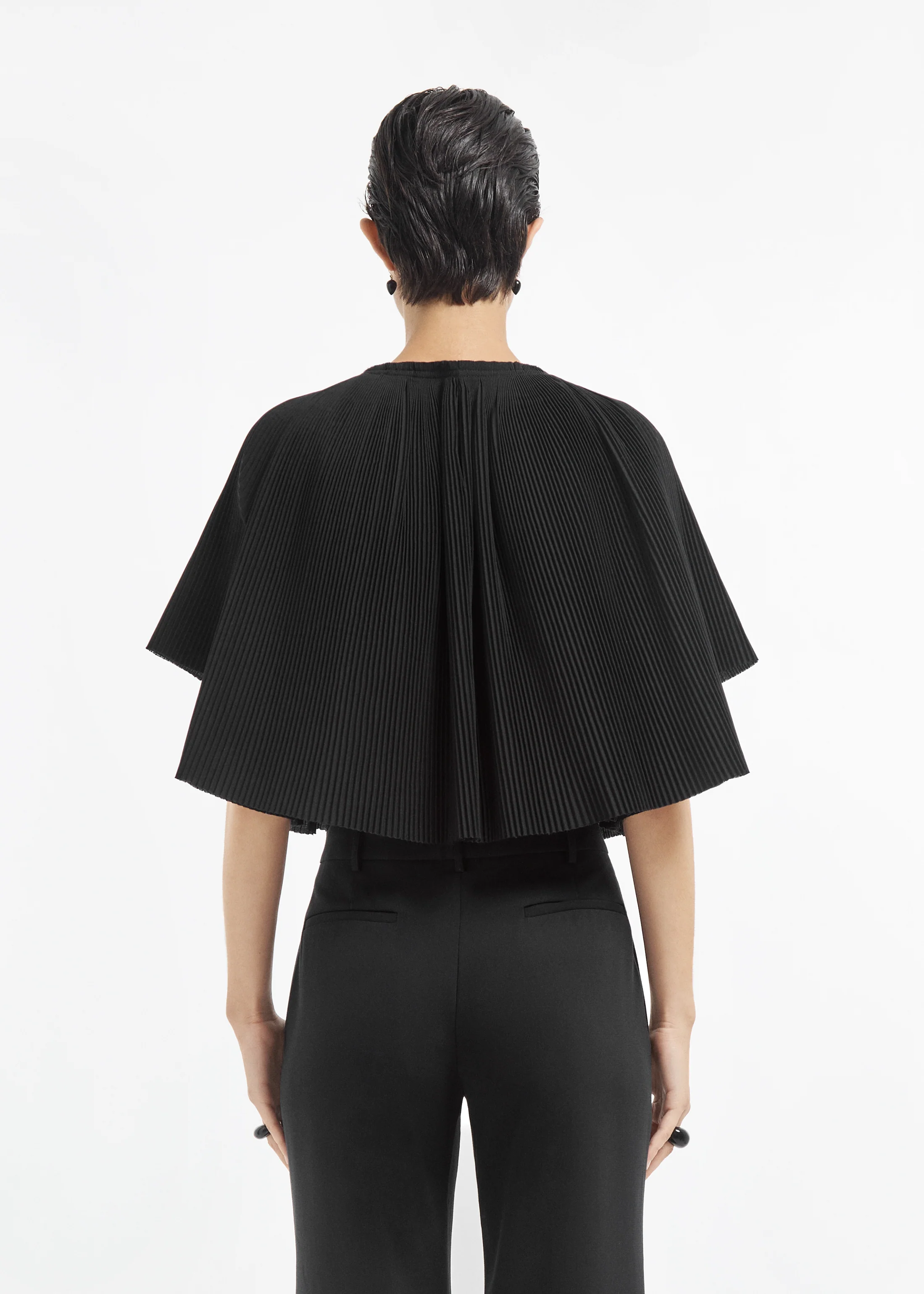 1495-crinkle-cut-cape-top-in-plisse-black-3.webp Crinkle Cut Cape Top in Plisse - Black
