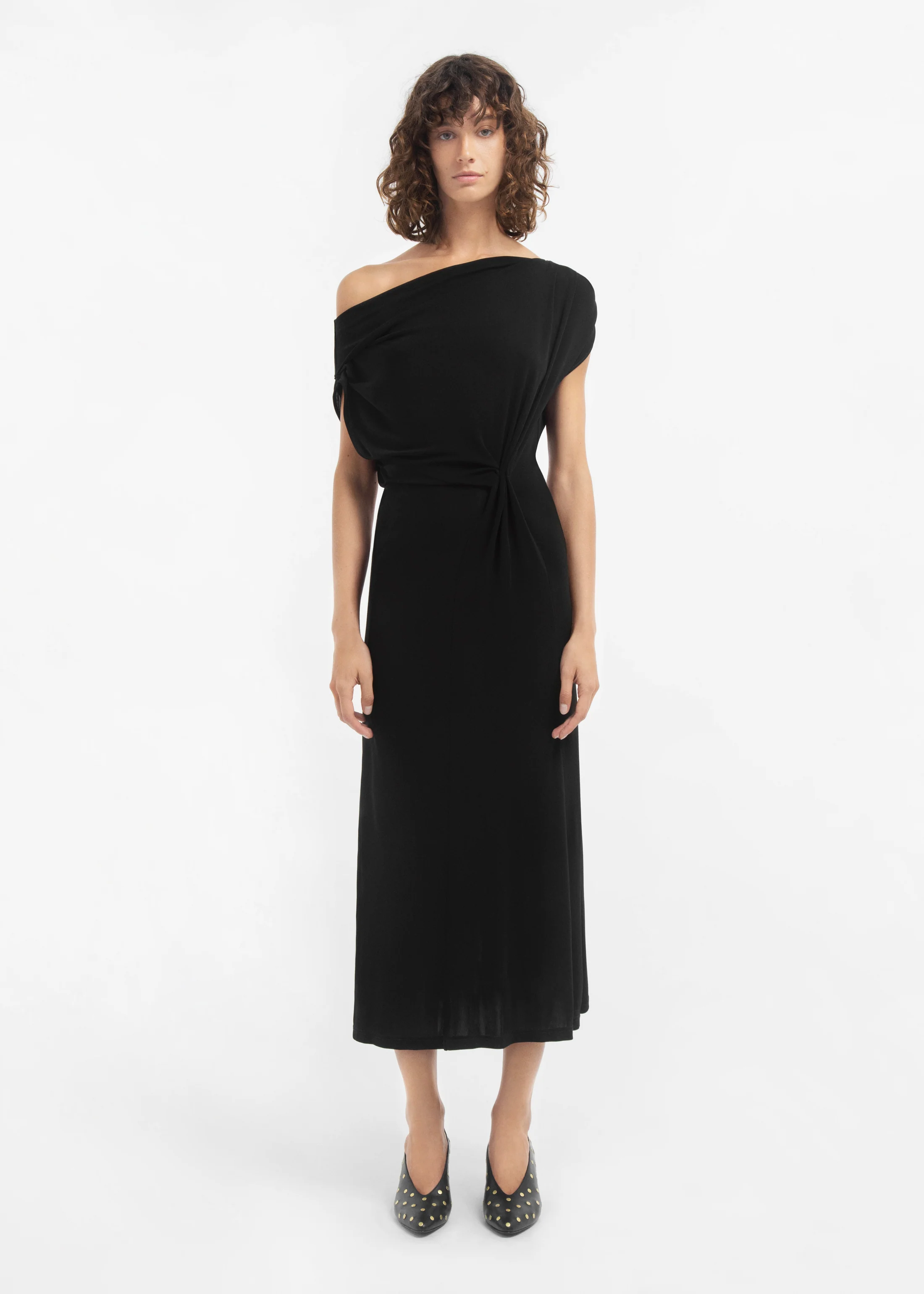 1502-draped-shoulder-dress-in-jersey-black-2.webp Draped Shoulder Dress in Jersey - Black