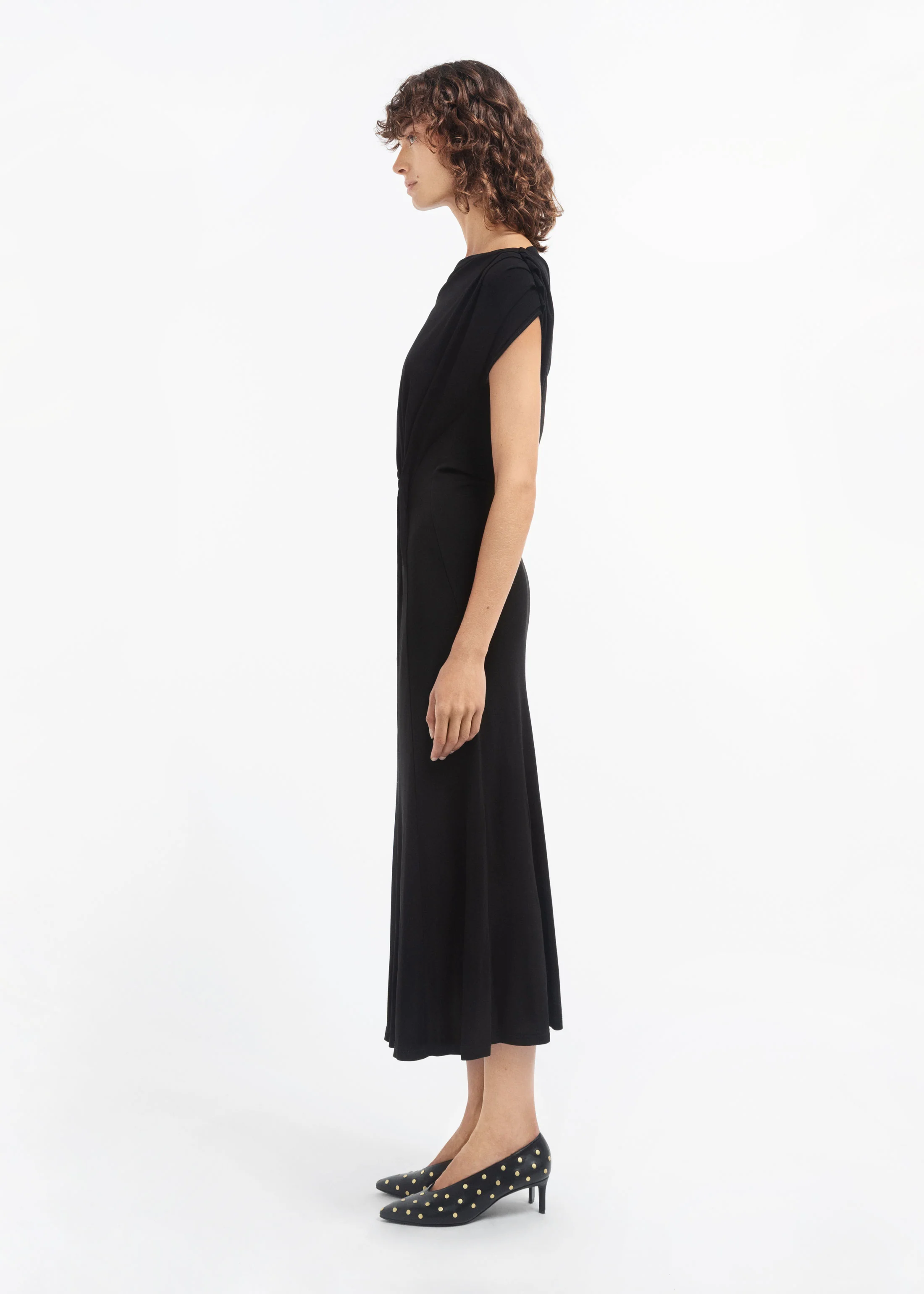 1502-draped-shoulder-dress-in-jersey-black-3.webp Draped Shoulder Dress in Jersey - Black