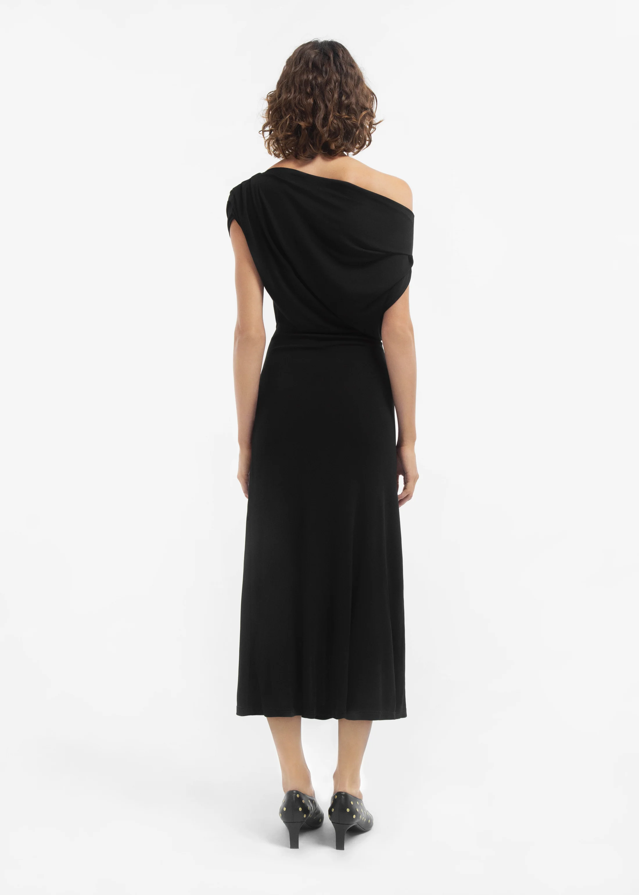 1502-draped-shoulder-dress-in-jersey-black-4.webp Draped Shoulder Dress in Jersey - Black
