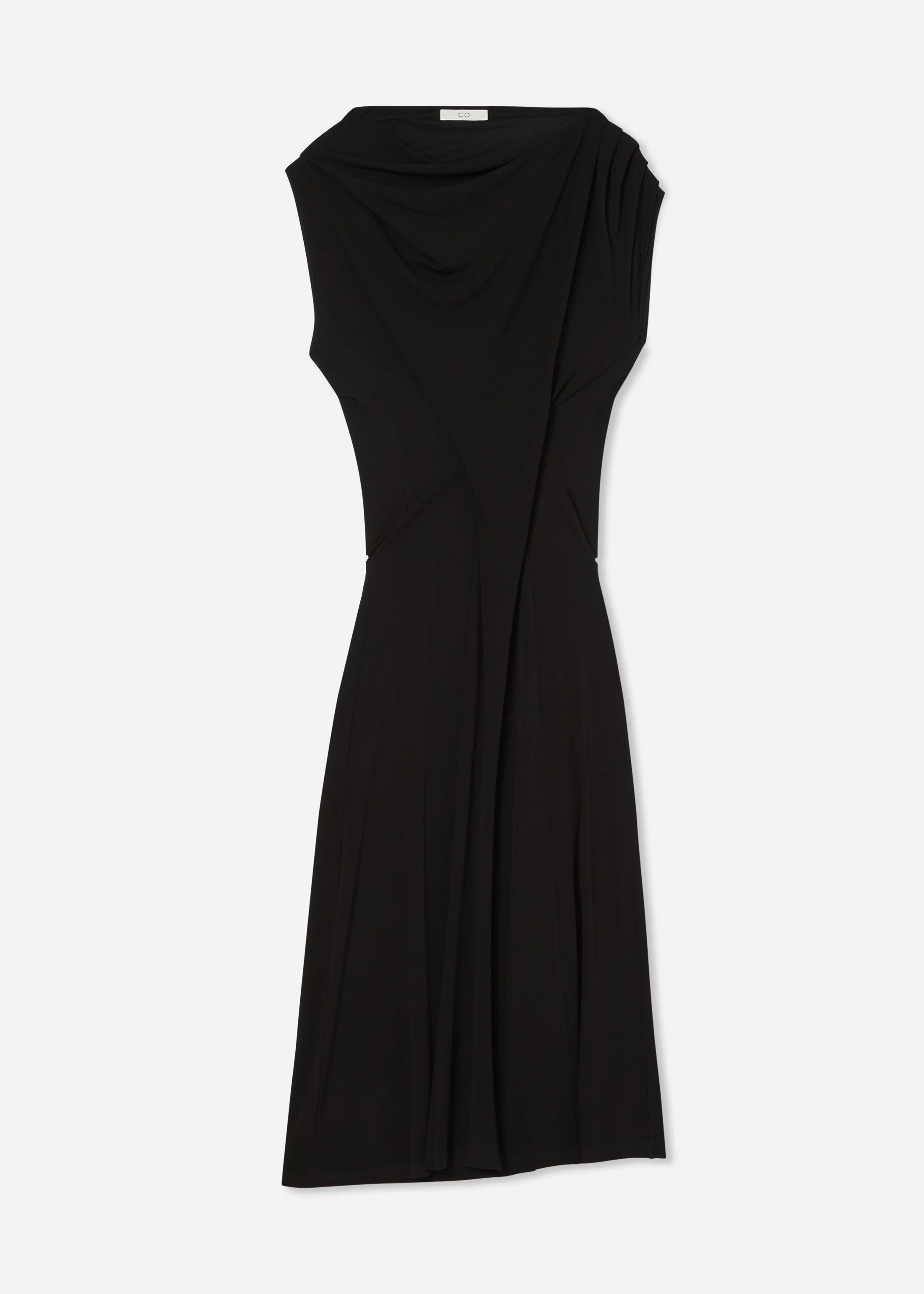 1502-draped-shoulder-dress-in-jersey-black-5.webp Draped Shoulder Dress in Jersey - Black