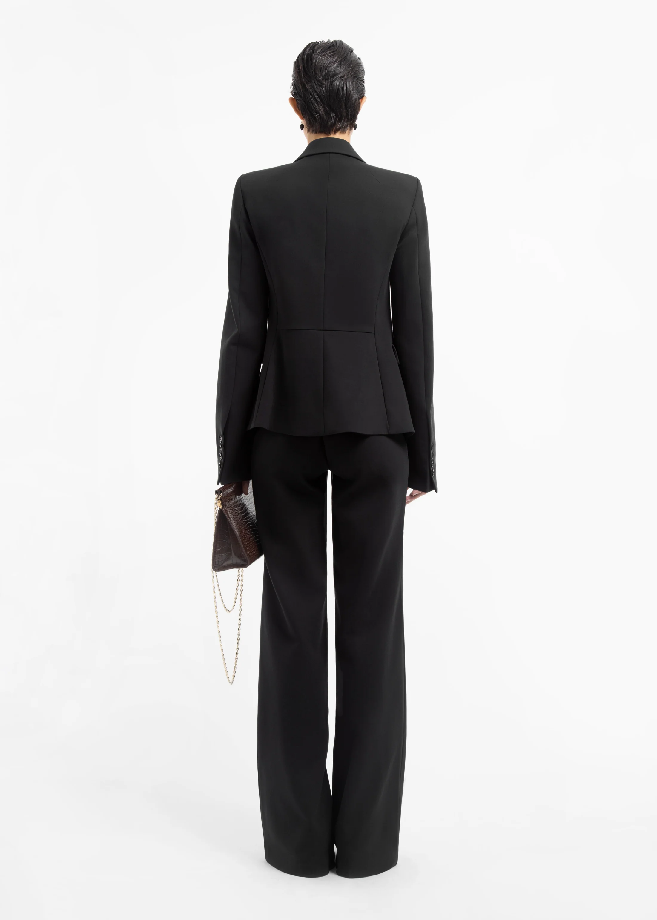 Single Button Down Blazer in Cotton - Black