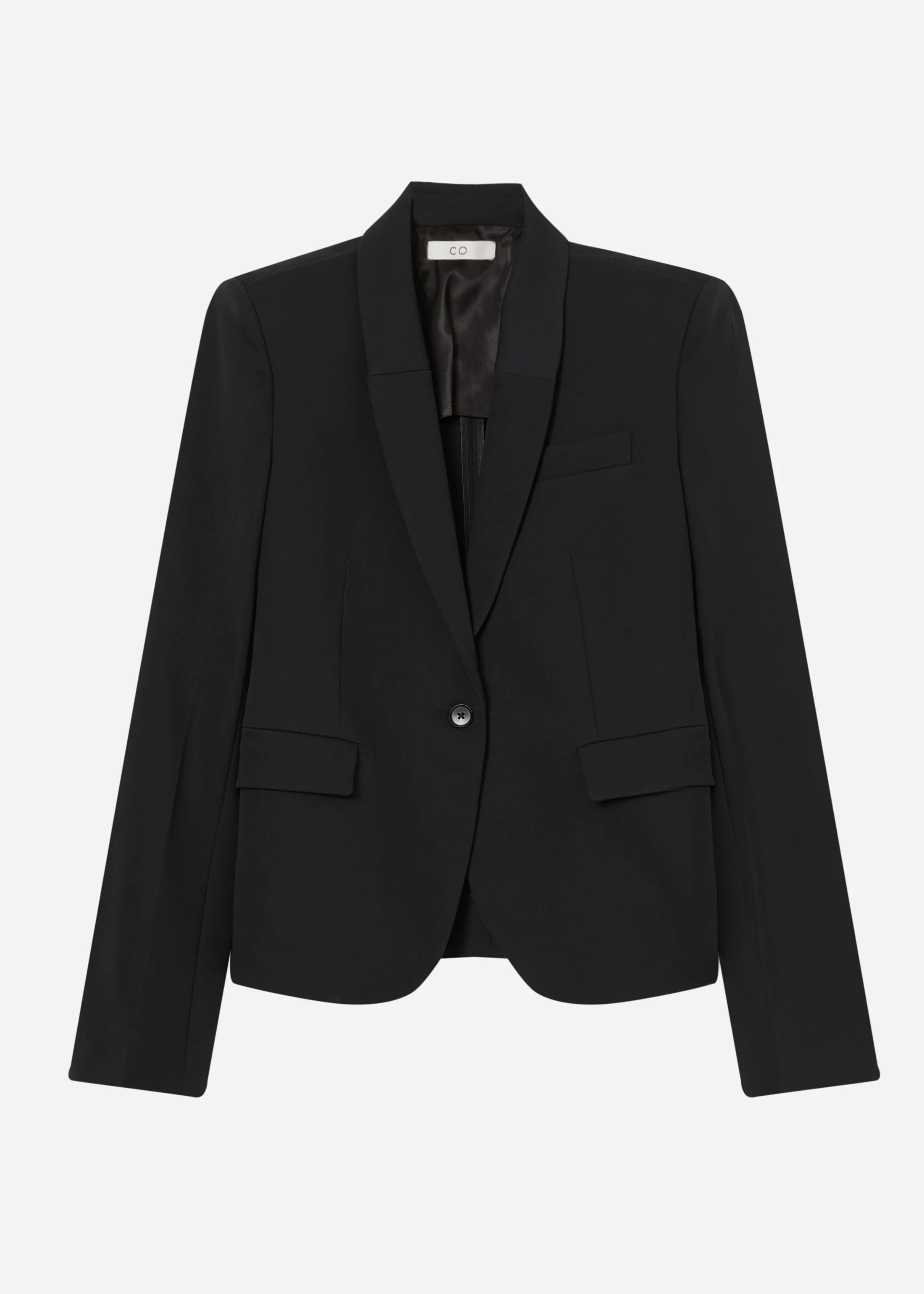 Single Button Down Blazer in Cotton - Black