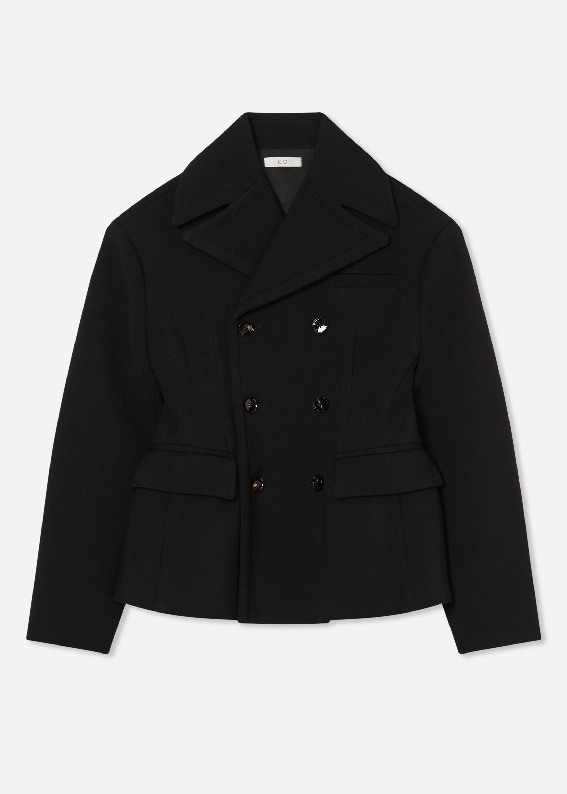 1546-oversized-double-breasted-peplum-jacket-in-wool-black-6.webp Oversized Double Breasted Peplum Jacket in Wool - Black