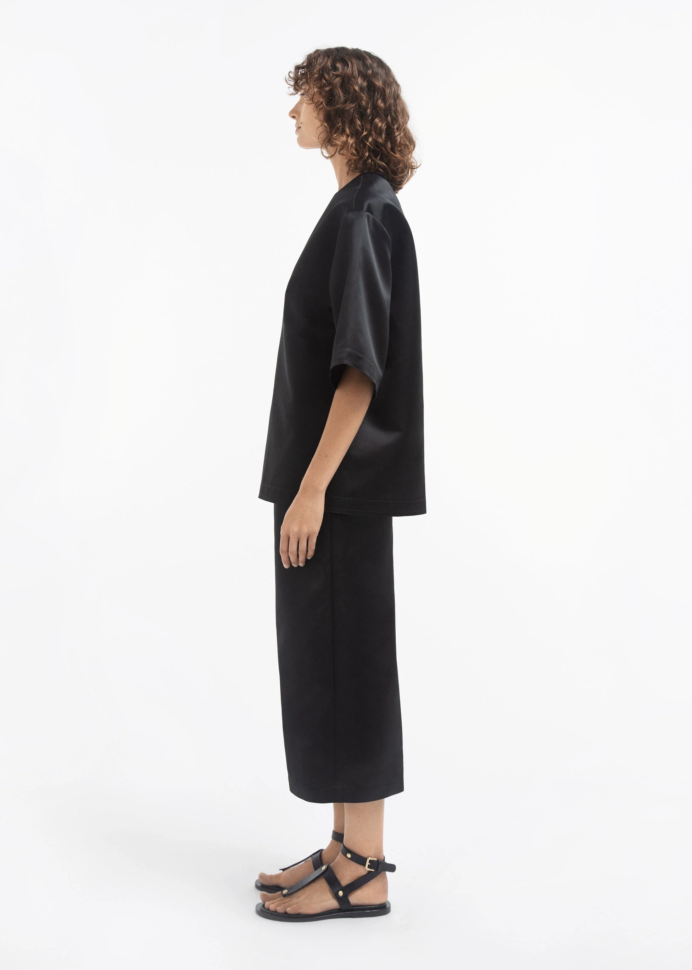 Oversized Shirt in Duchess Satin - Black