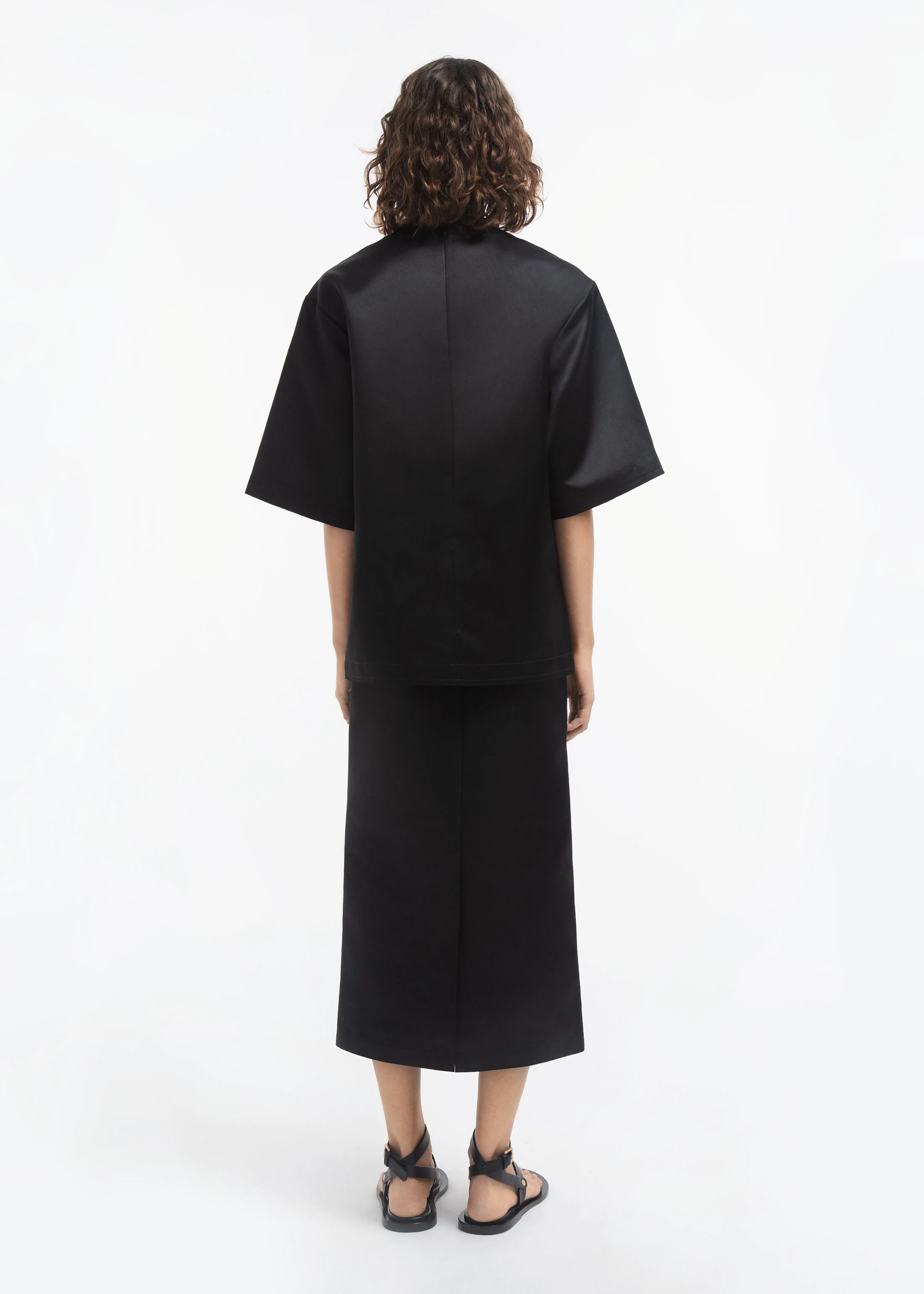 Oversized Shirt in Duchess Satin - Black