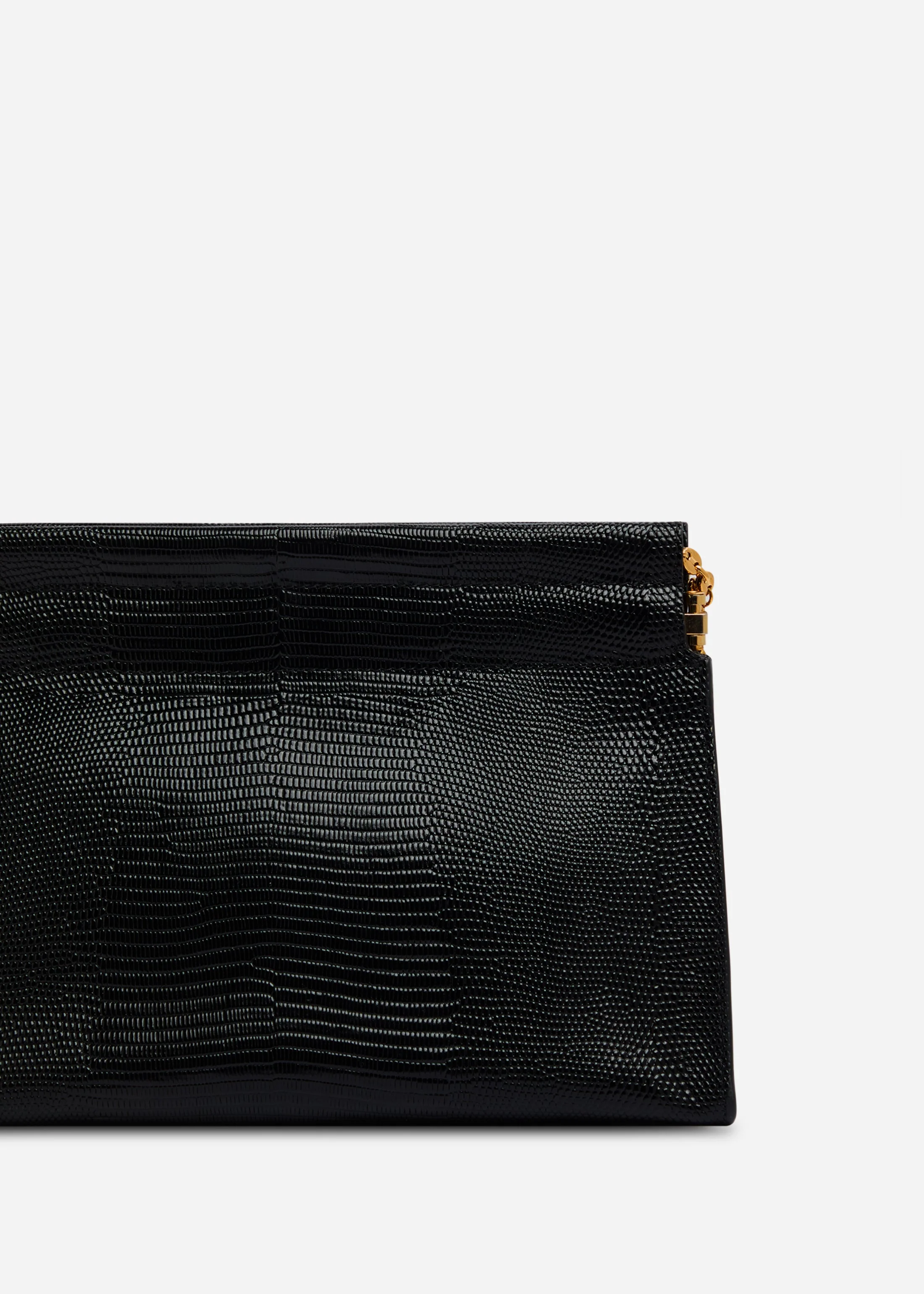 Small Leather Clutch with Chain - Black