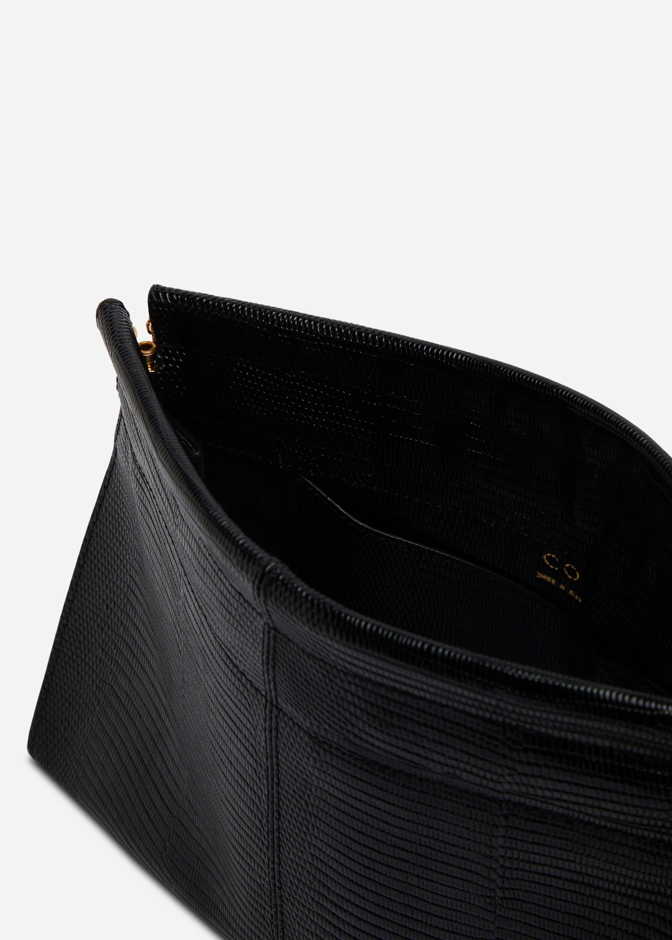 Small Leather Clutch with Chain - Black