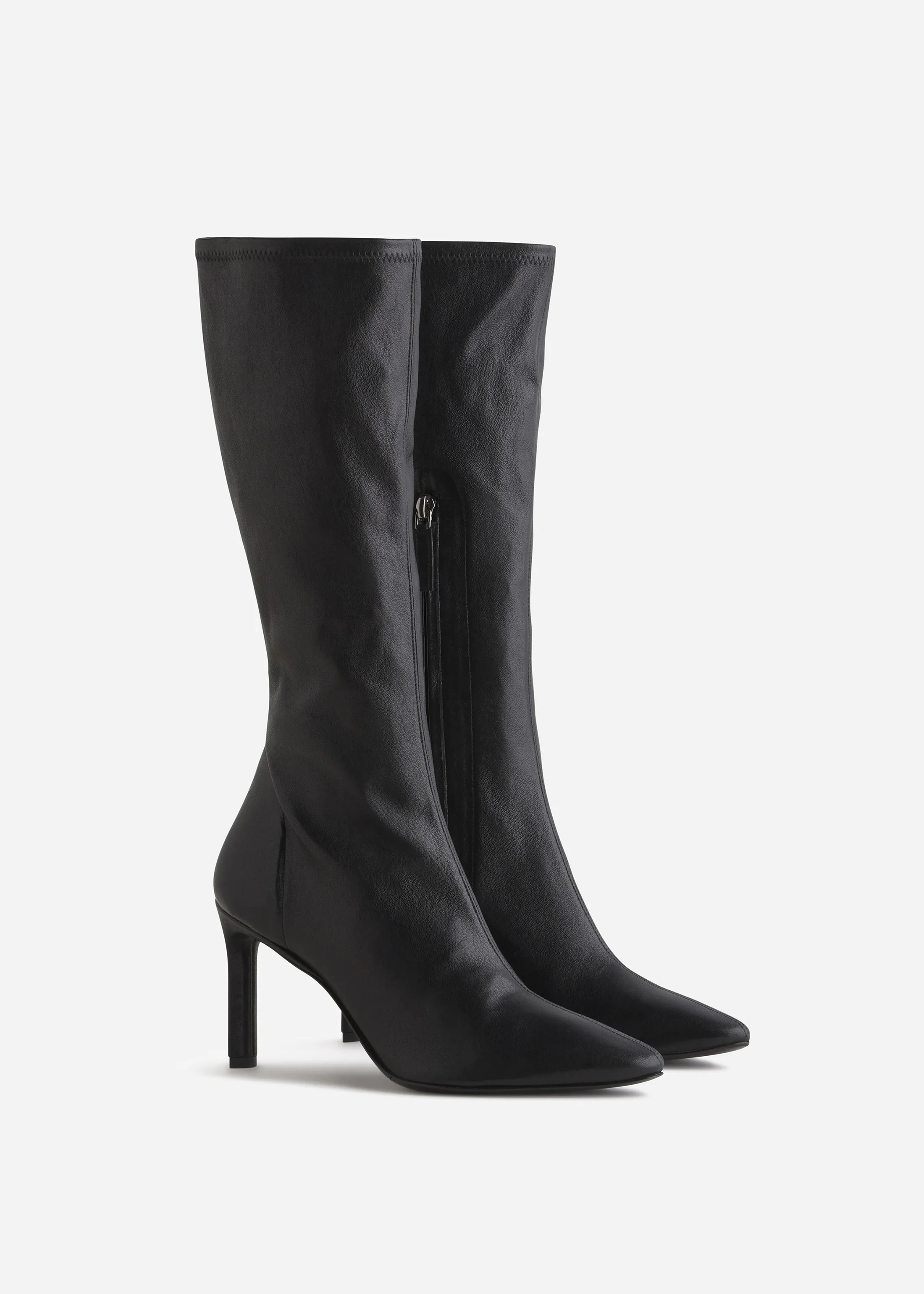 1615-pointed-stretch-leather-heel-boot-in-black-2.webp Pointed Stretch Leather Heel Boot in Black