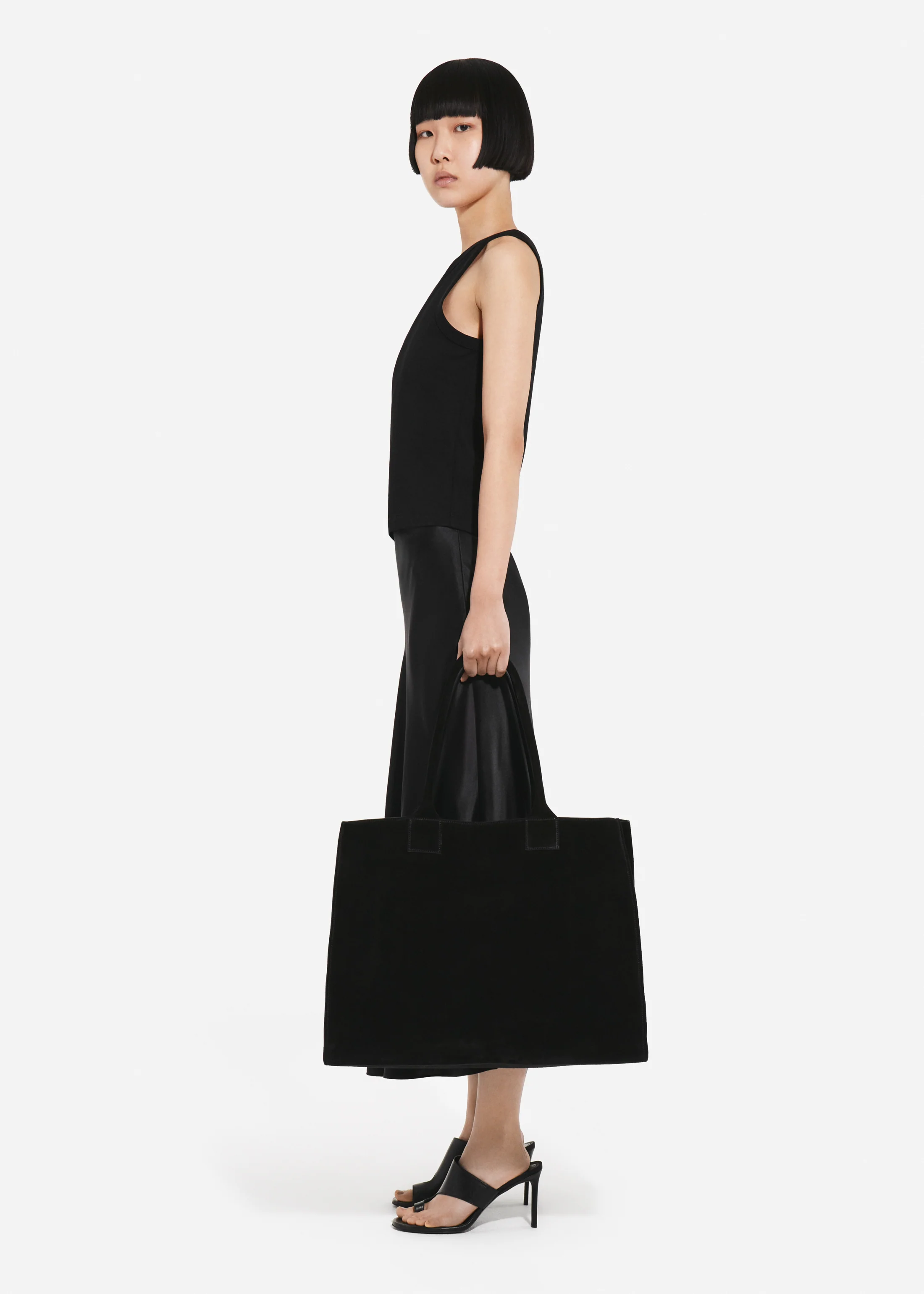 Bias Cut Slip Skirt in Silk - Black