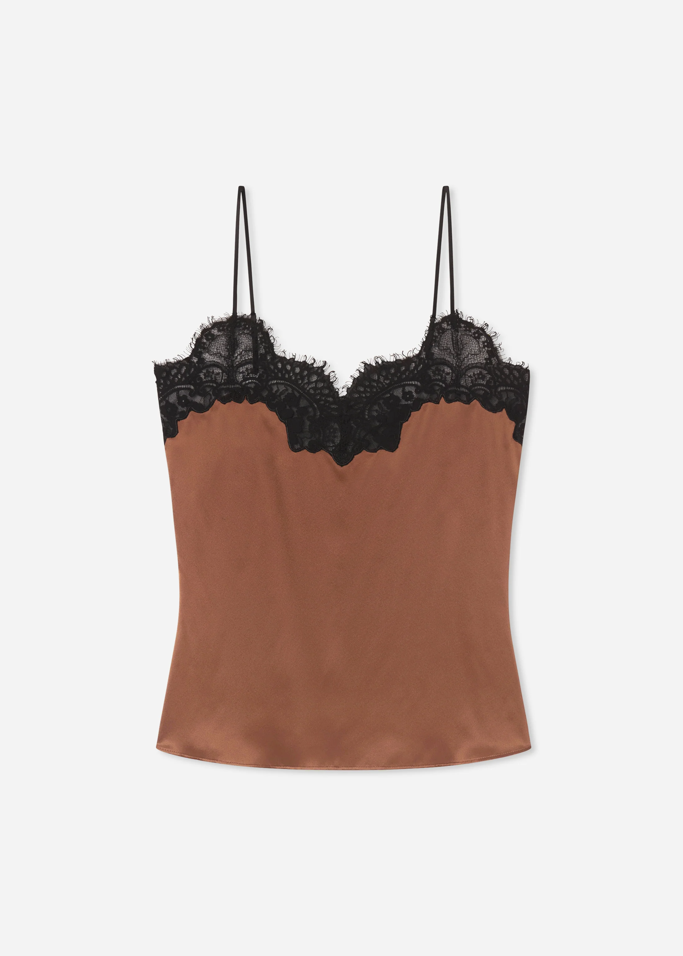 Lace Camisole in Silk - Chocolate