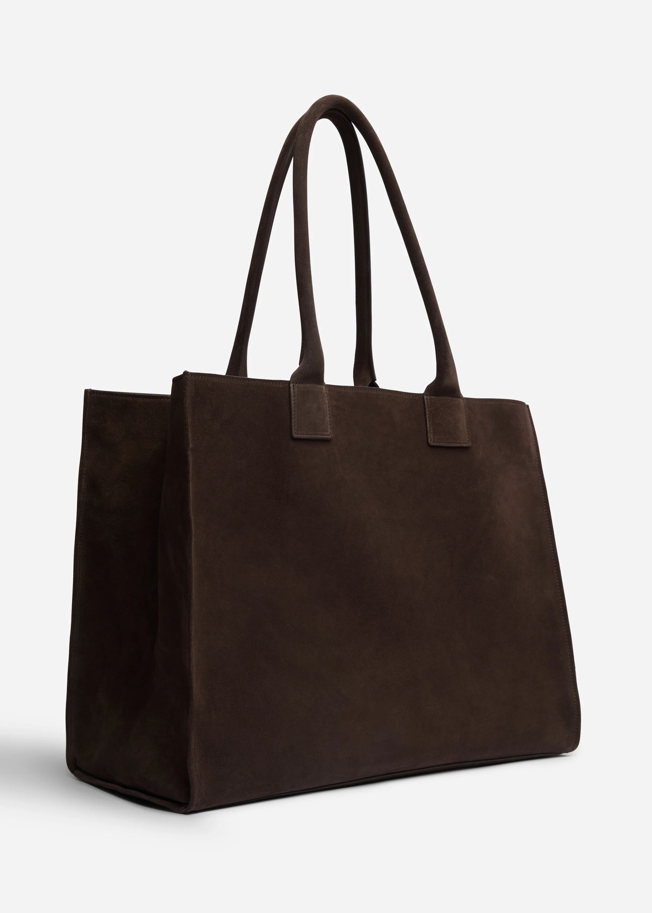 Large Tote Bag in Suede - Chocolate