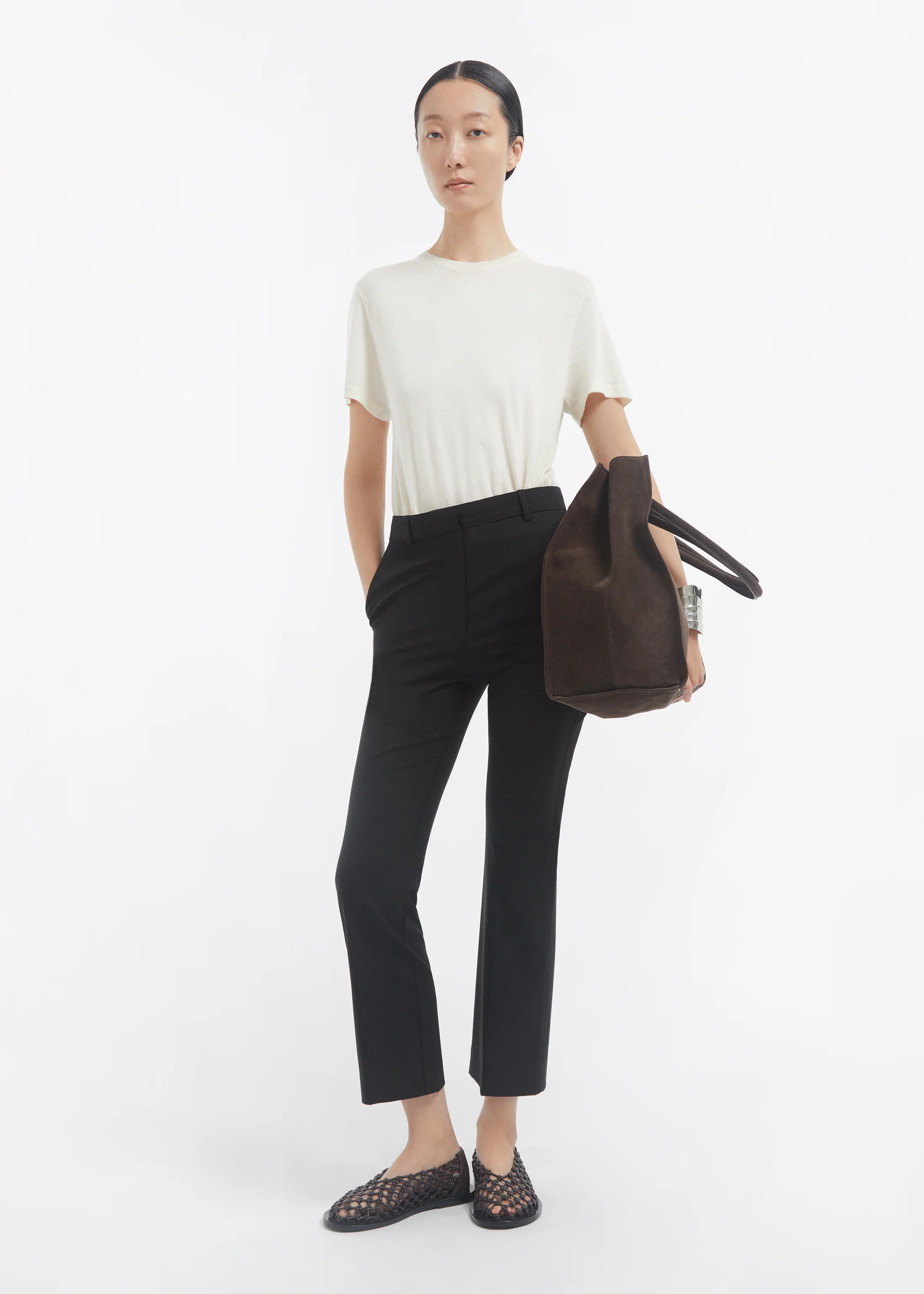 Large Tote Bag in Suede - Chocolate