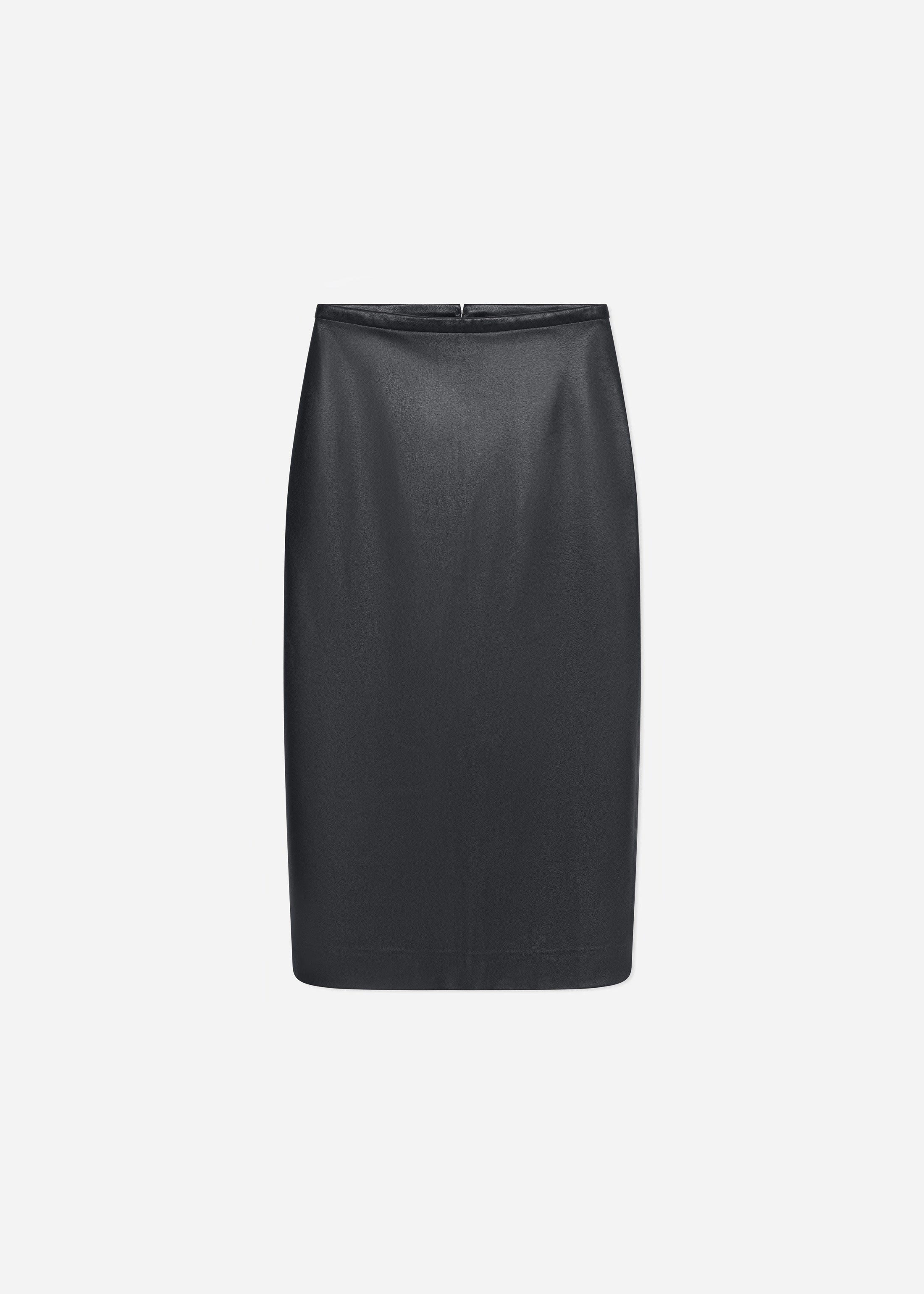 Midi Pencil Skirt in Leather - Chocolate
