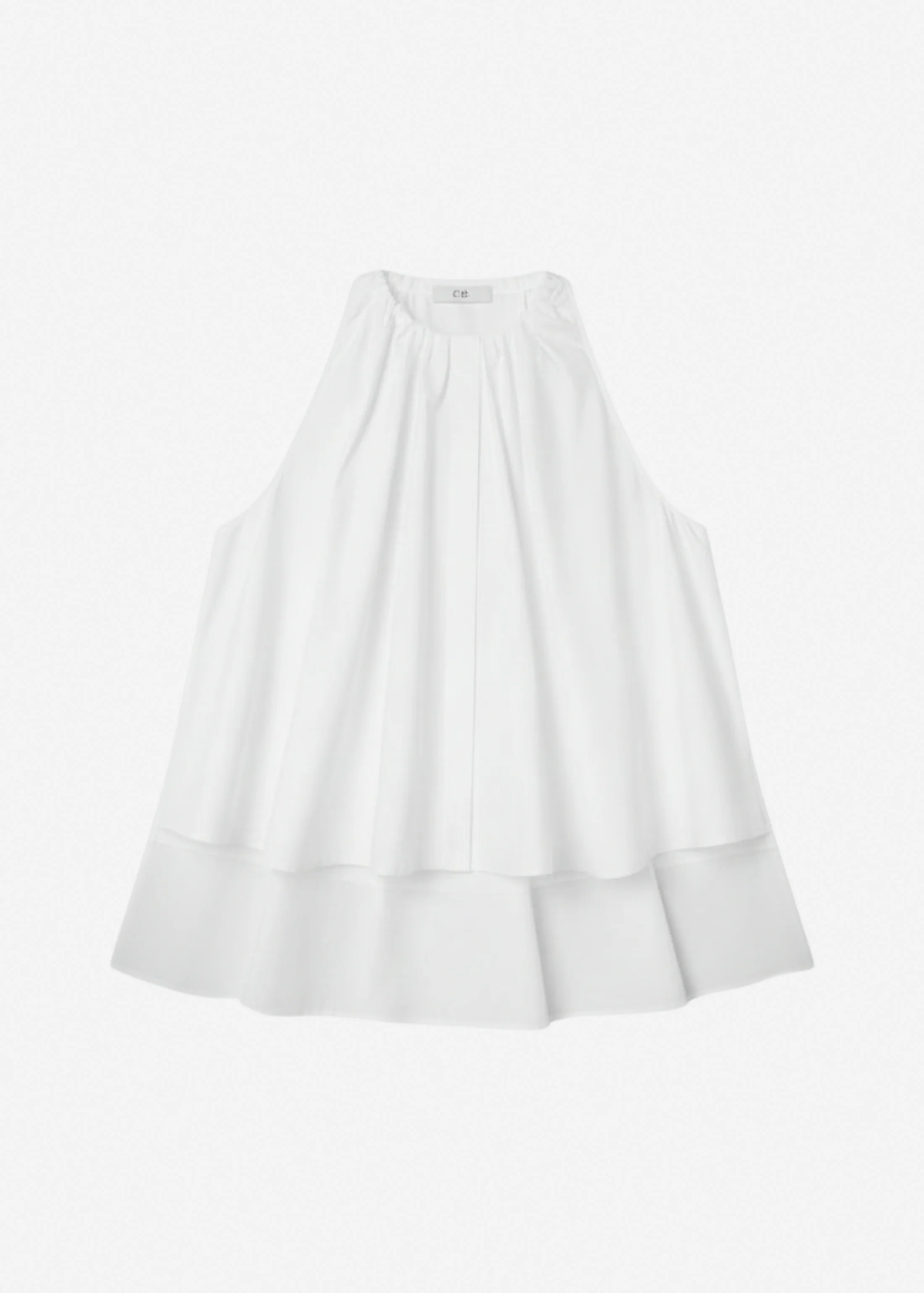 Gathered Tunic Shirt in Cotton Poplin - White