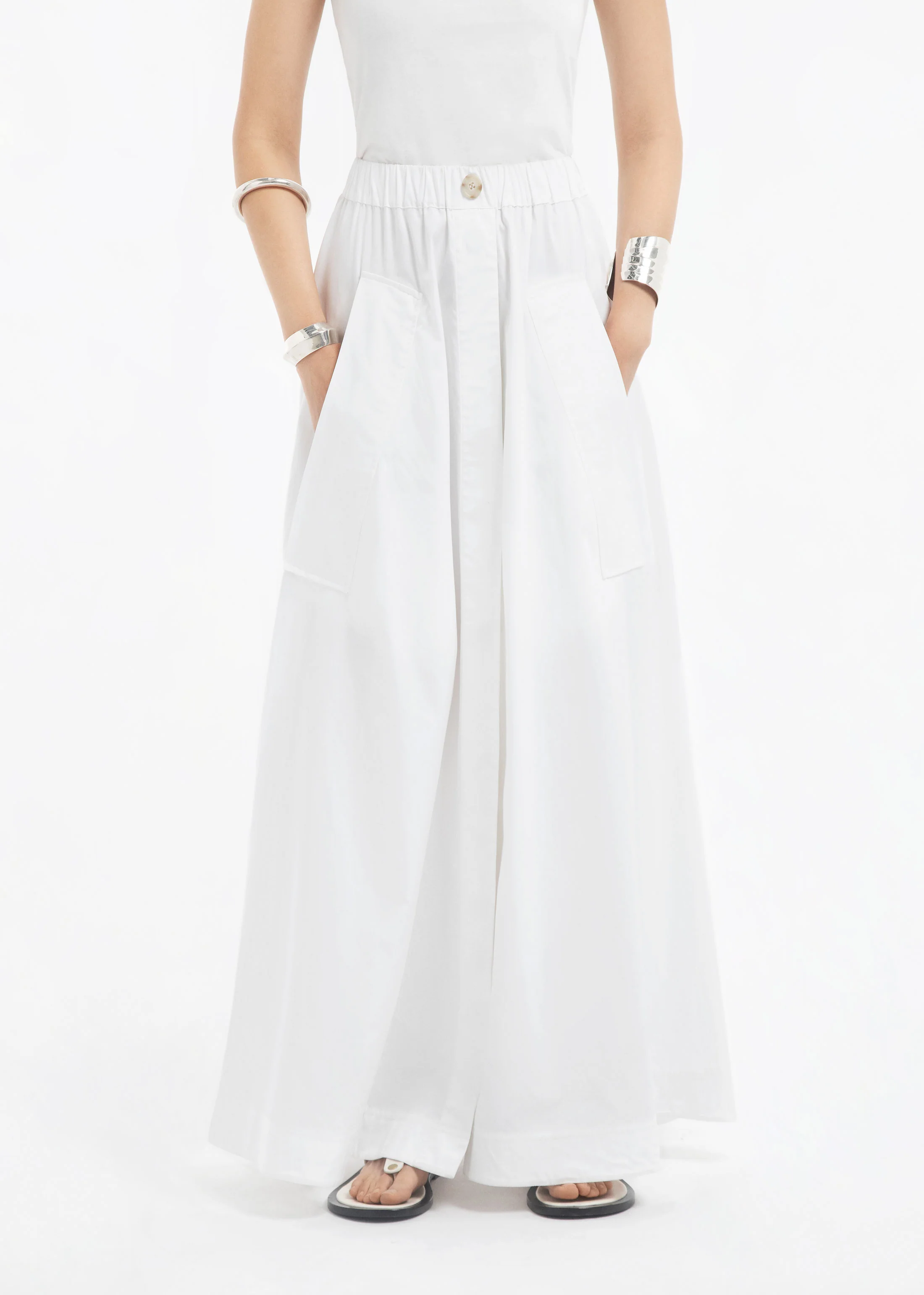 Parachute Skirt in Cotton Poplin - White