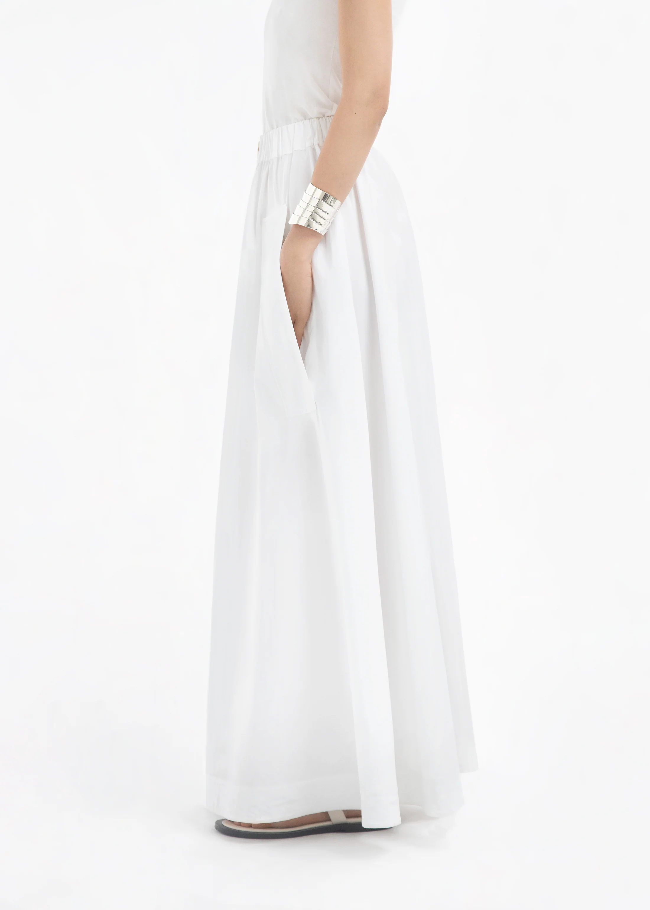 Parachute Skirt in Cotton Poplin - White