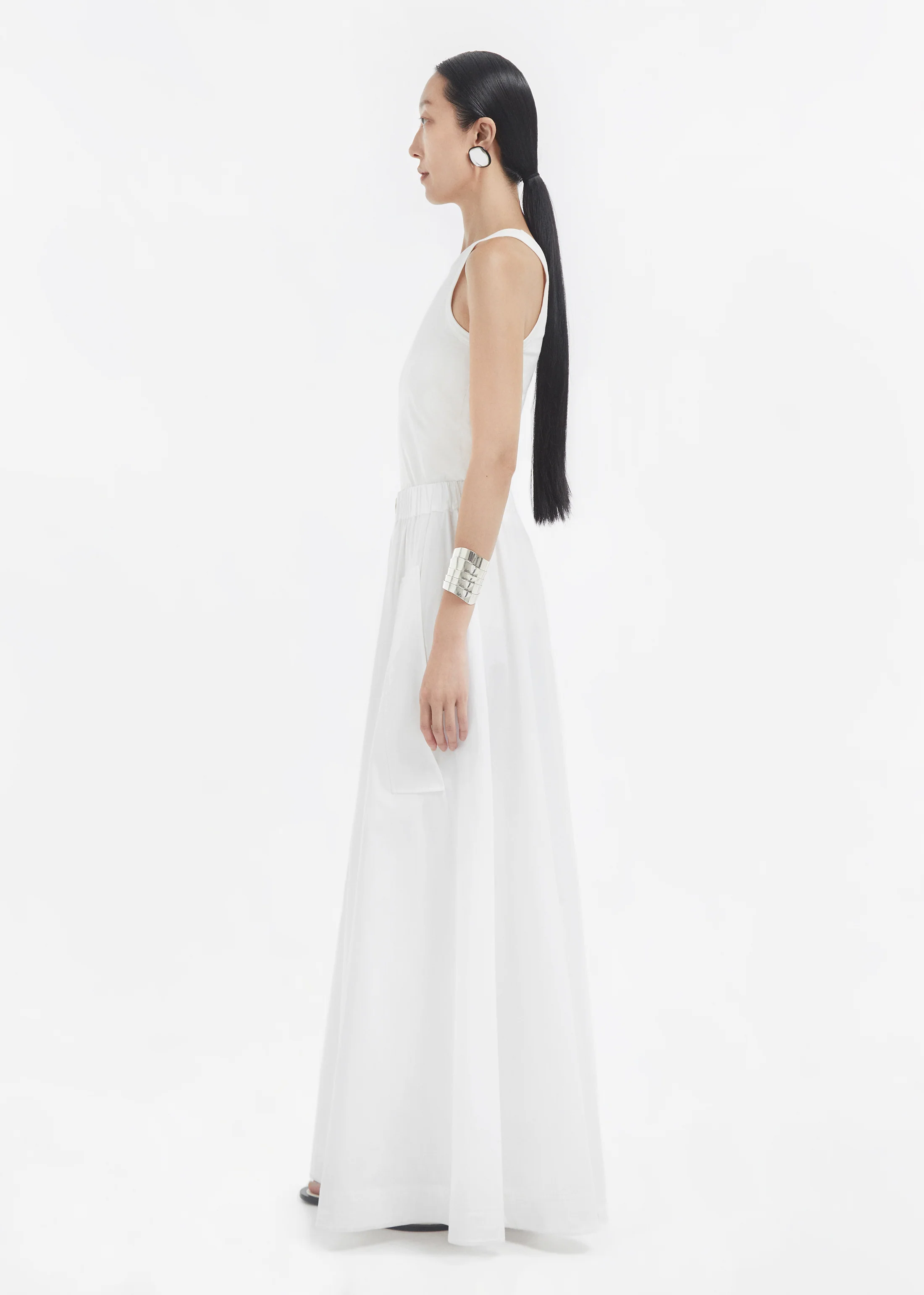 Parachute Skirt in Cotton Poplin - White