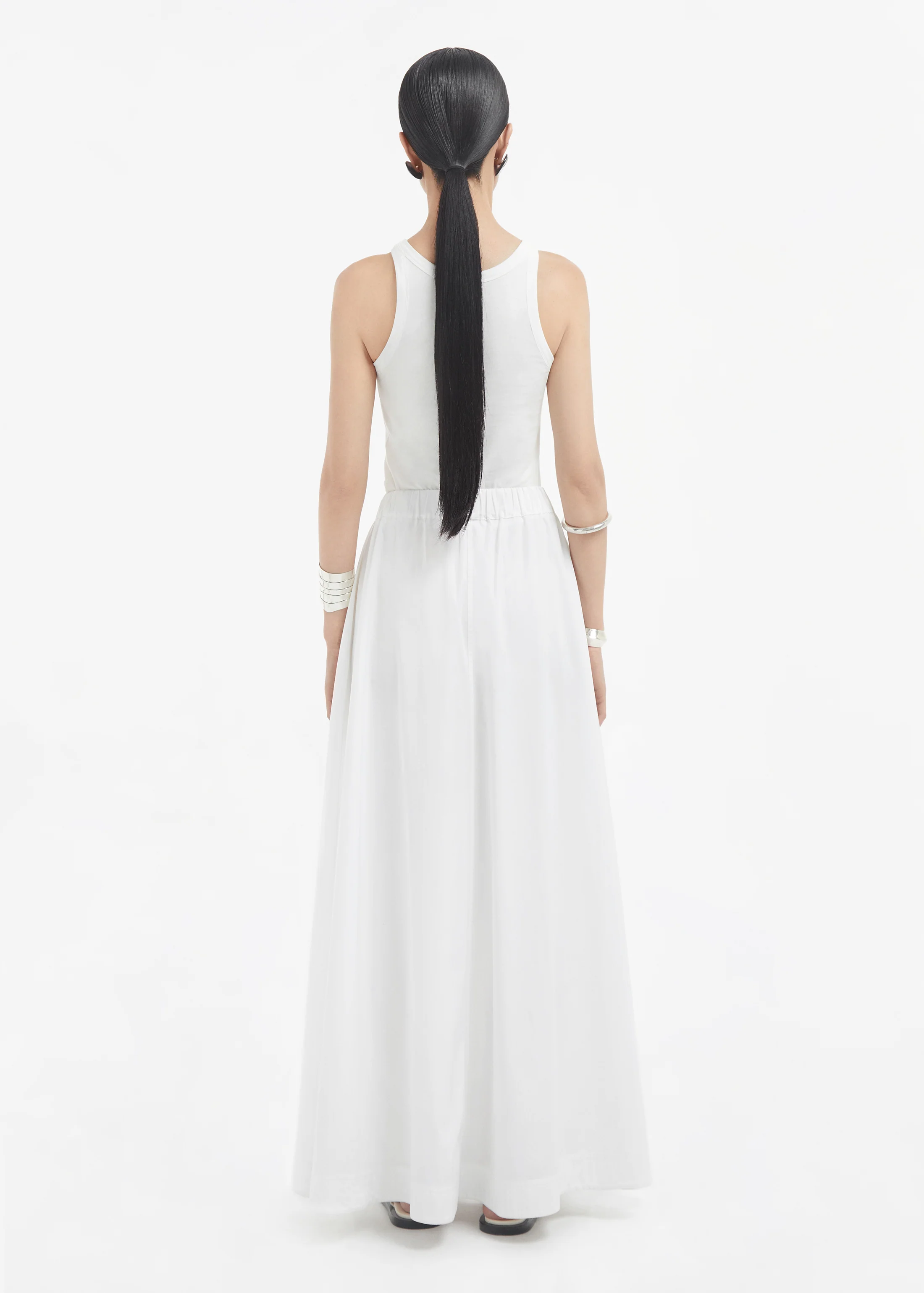 Parachute Skirt in Cotton Poplin - White