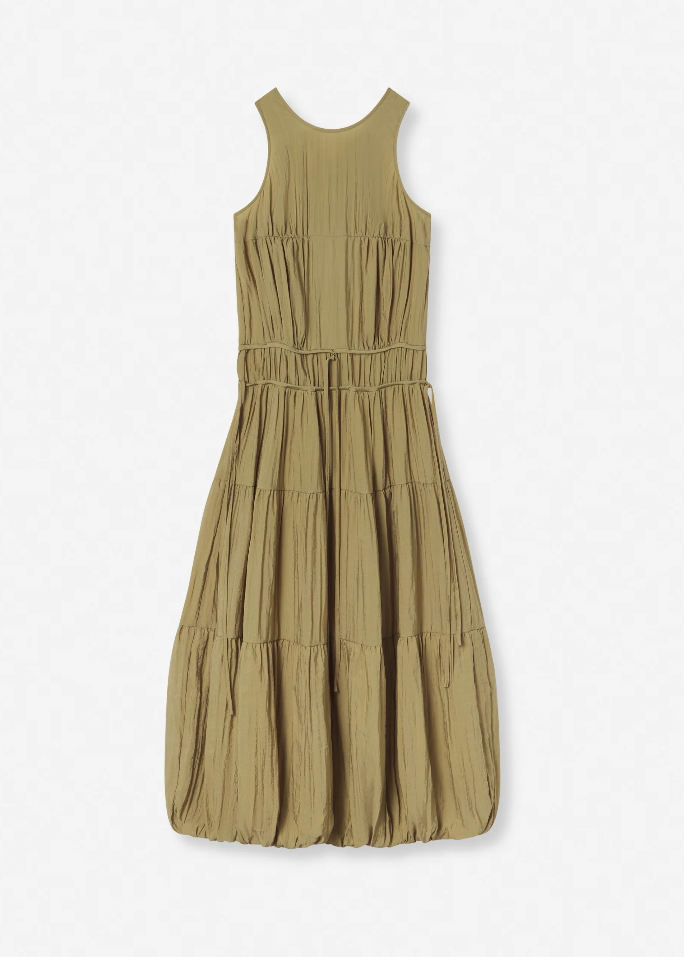1882-drawstring-pleat-dress-in-wrinkled-nylon-aloe-4.webp Drawstring Pleat Dress in Wrinkled Nylon - Aloe
