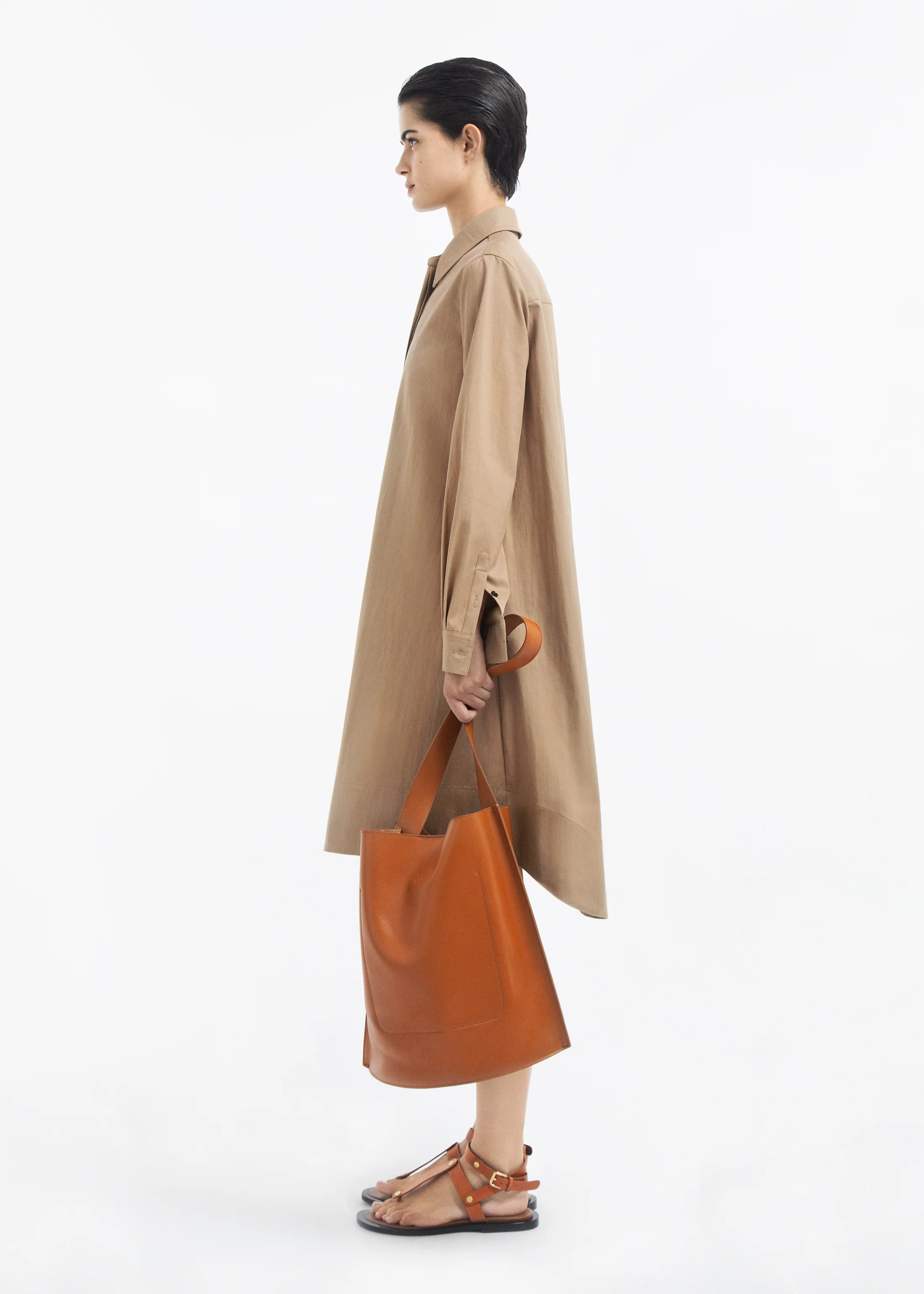 1889-a-line-shirt-dress-in-cotton-twill-camel-2.webp A-line Shirt Dress in Cotton Twill - Camel