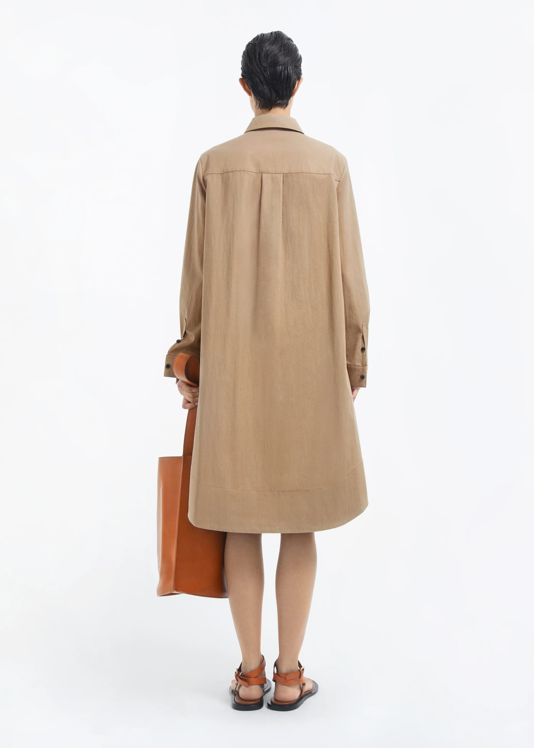 1889-a-line-shirt-dress-in-cotton-twill-camel-4.webp A-line Shirt Dress in Cotton Twill - Camel
