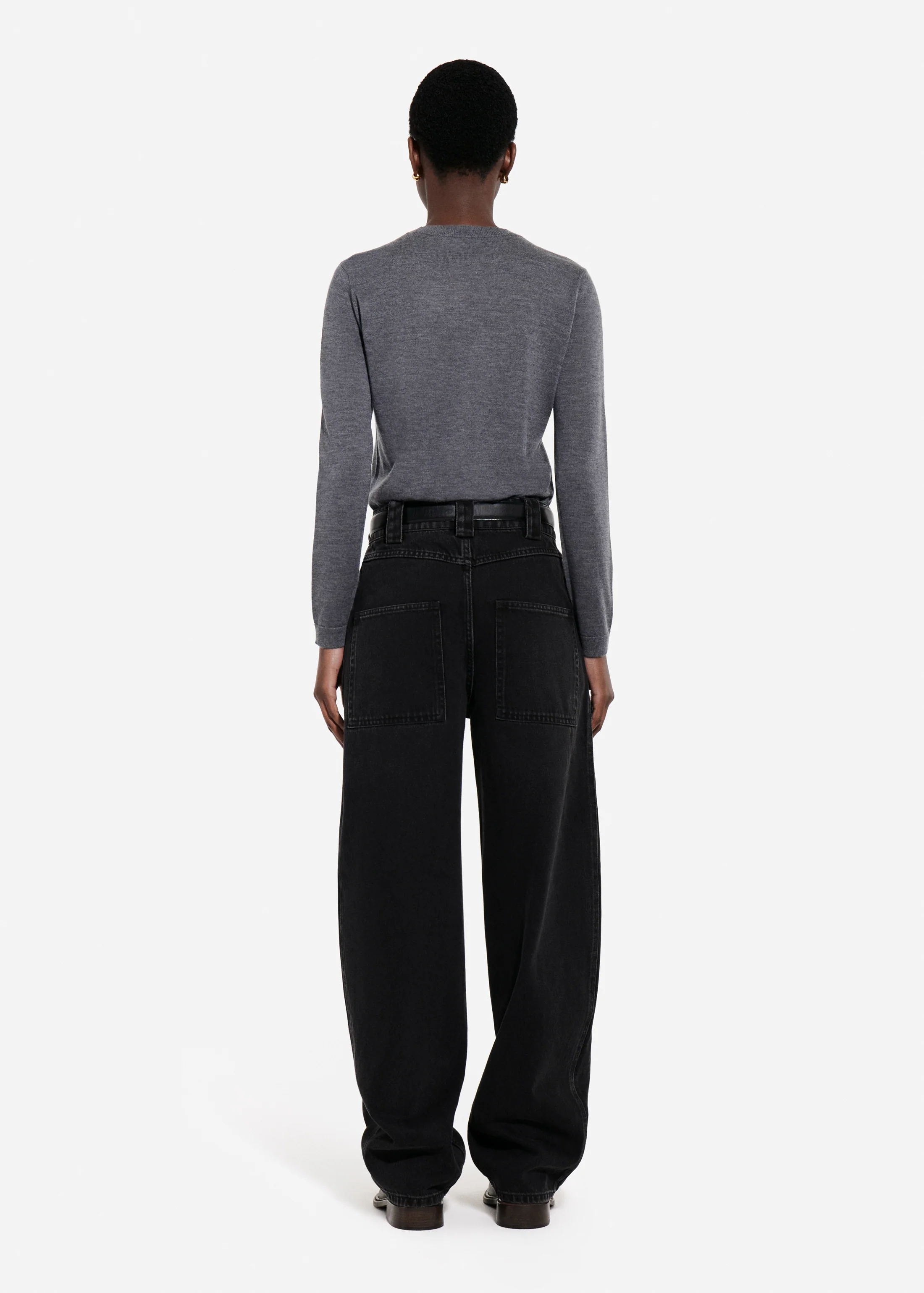 Long Sleeve Crew in Fine Cashmere - Grey