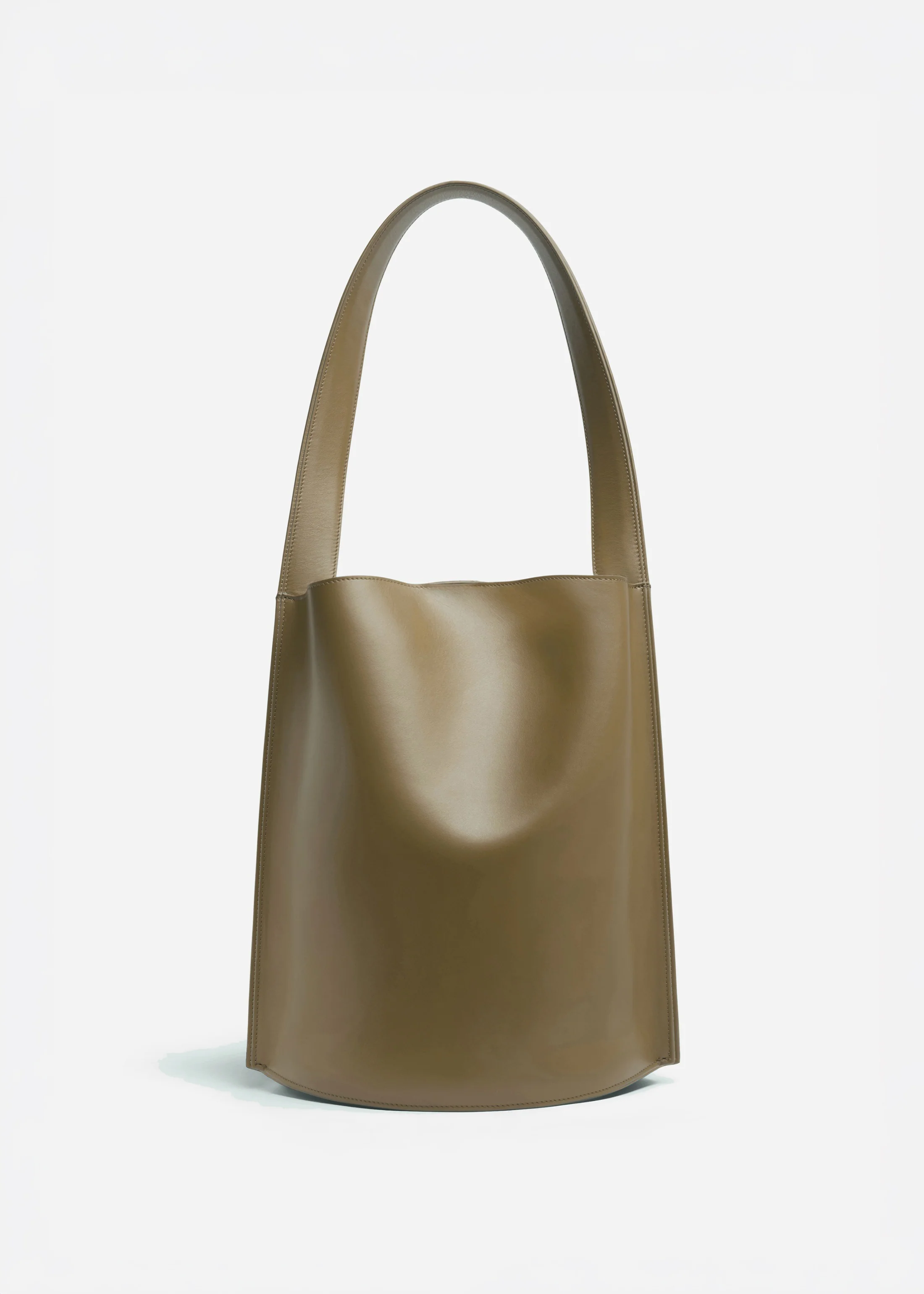 Bucket Tote Bag in Leather - Olive