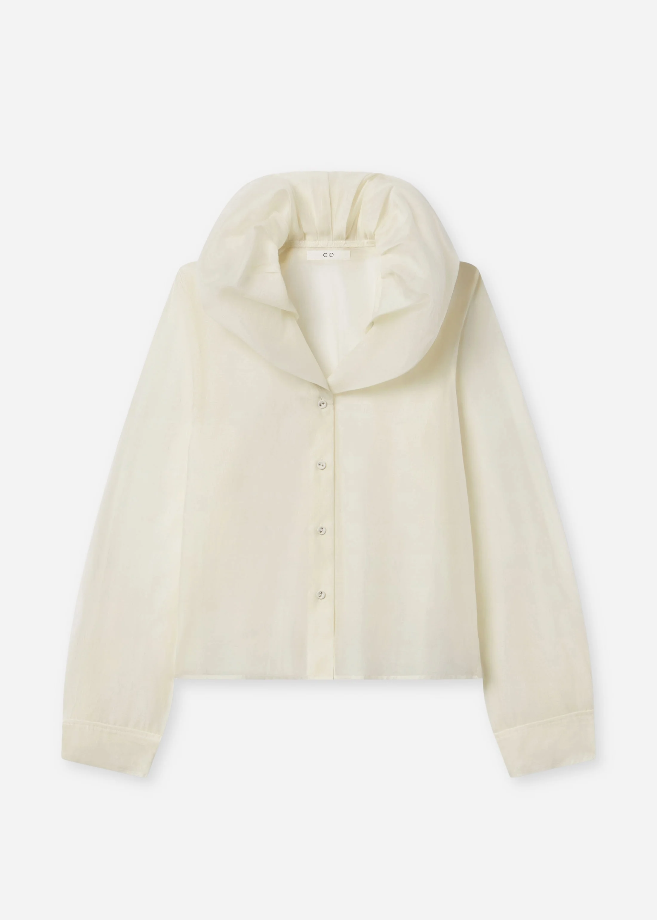 2062-cloud-collar-shirt-in-cotton-silk-voile-pearl-6.webp Cloud Collar Shirt in Cotton Silk Voile - Pearl