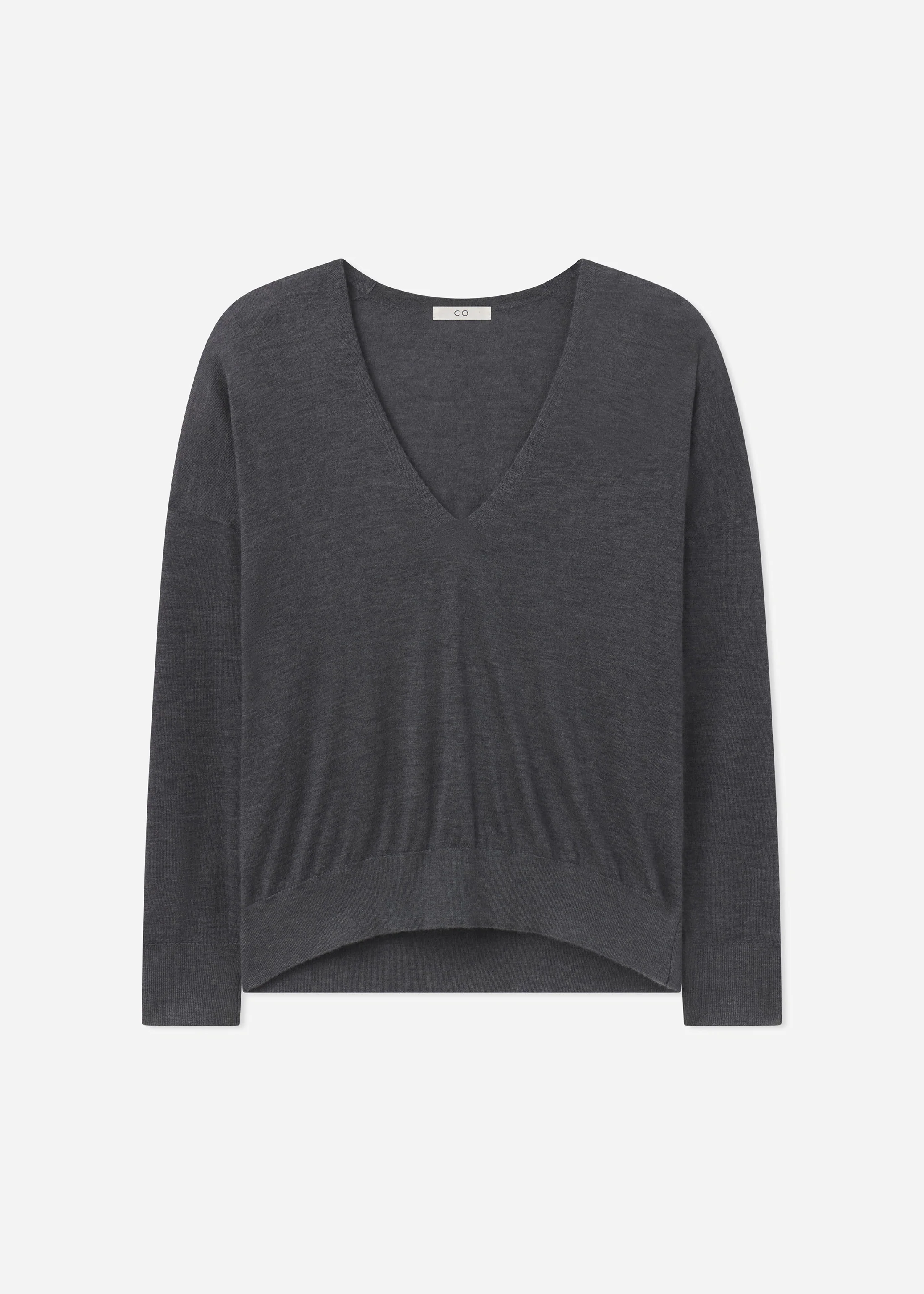V-Neck Sweater in Fine Cashmere - Grey