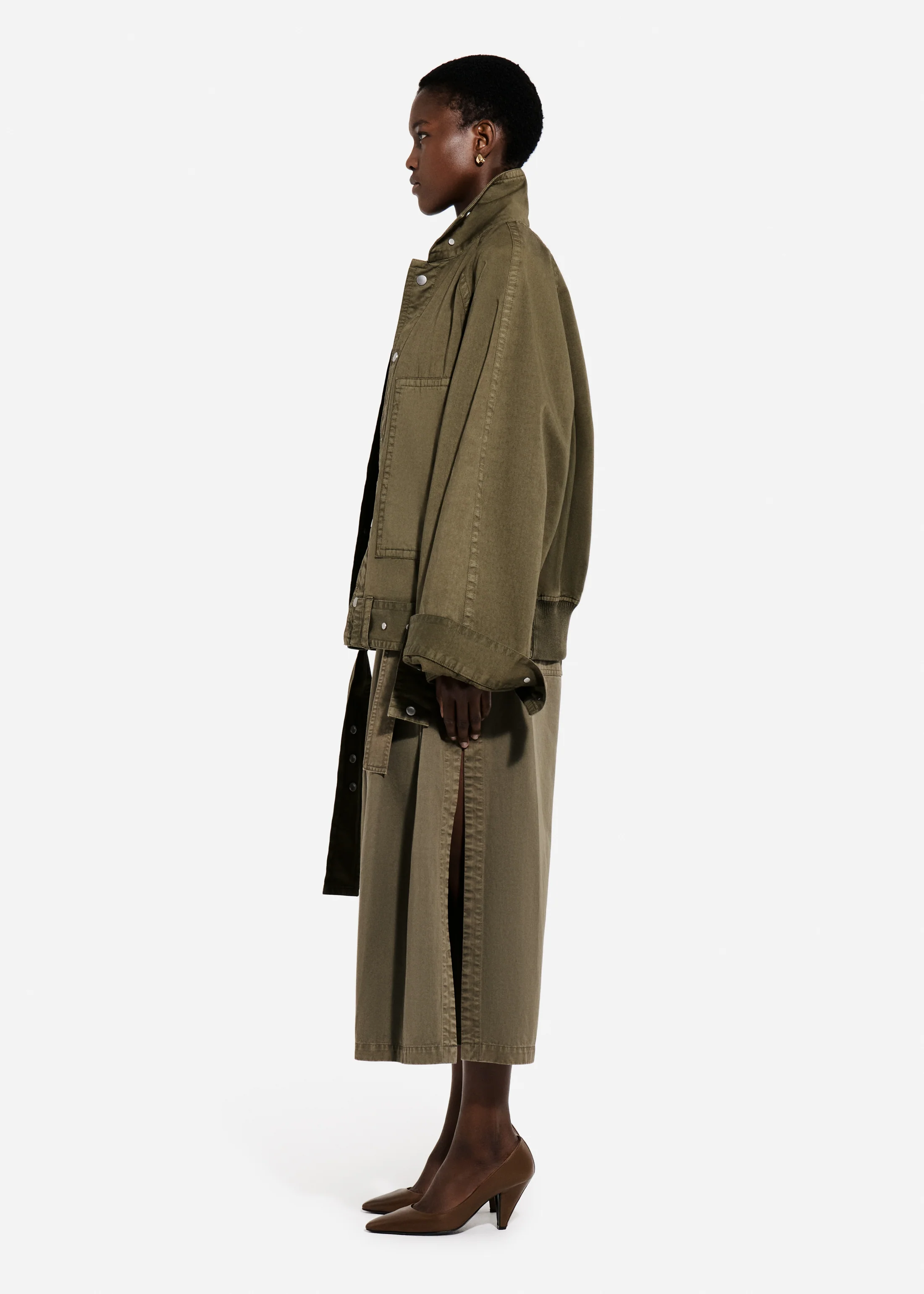 Raglan Workwear Bomber in Cotton - Avocado