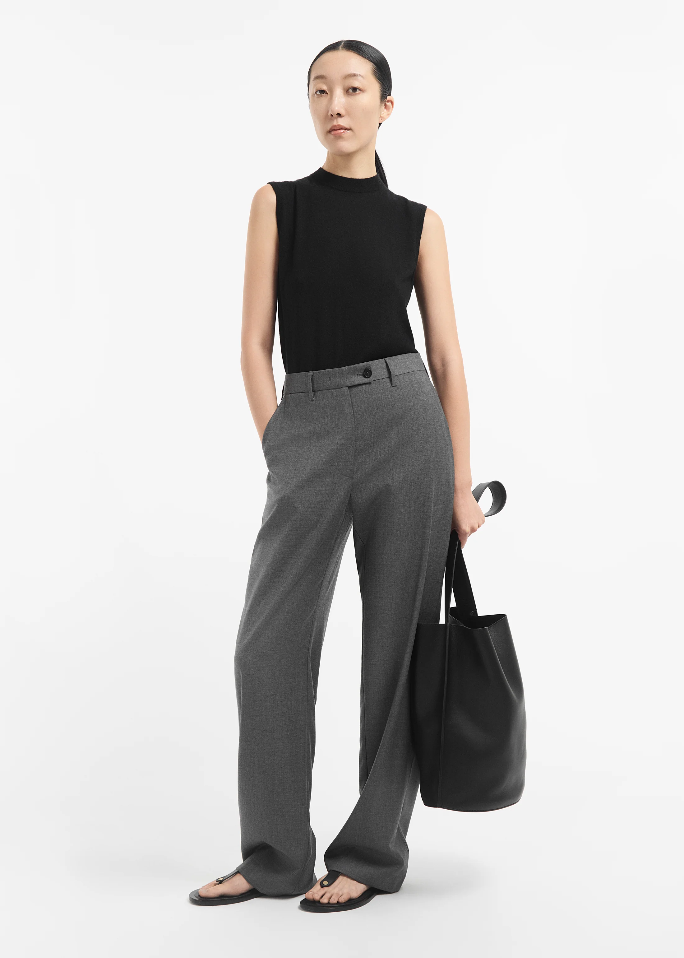 2234-tailored-straight-pant-in-melange-wool-grey-melange-1.webp Tailored Straight Pant in Melange Wool - Grey Melange