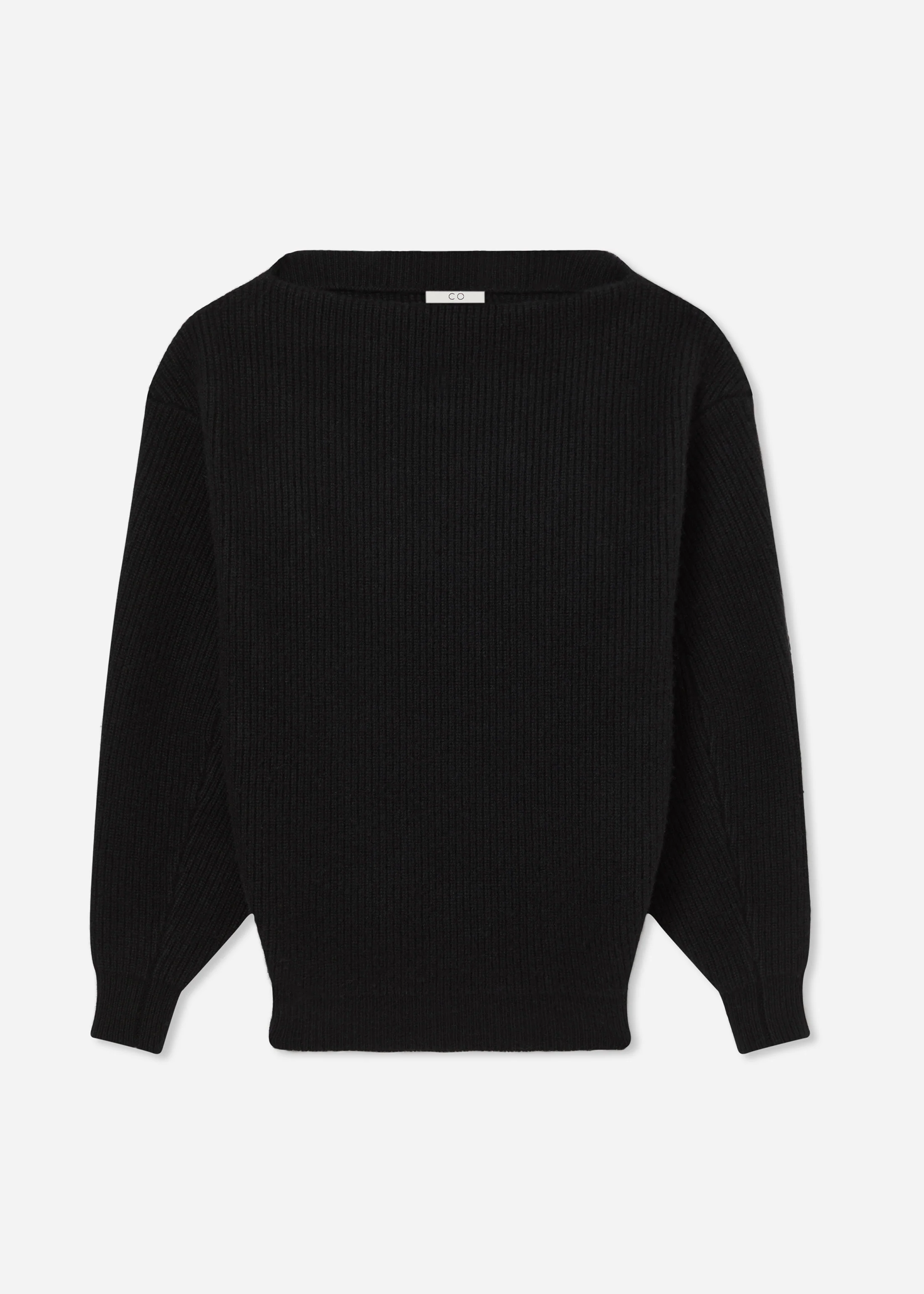 Oversized Boatneck Sweater in Wool Cashmere - Black
