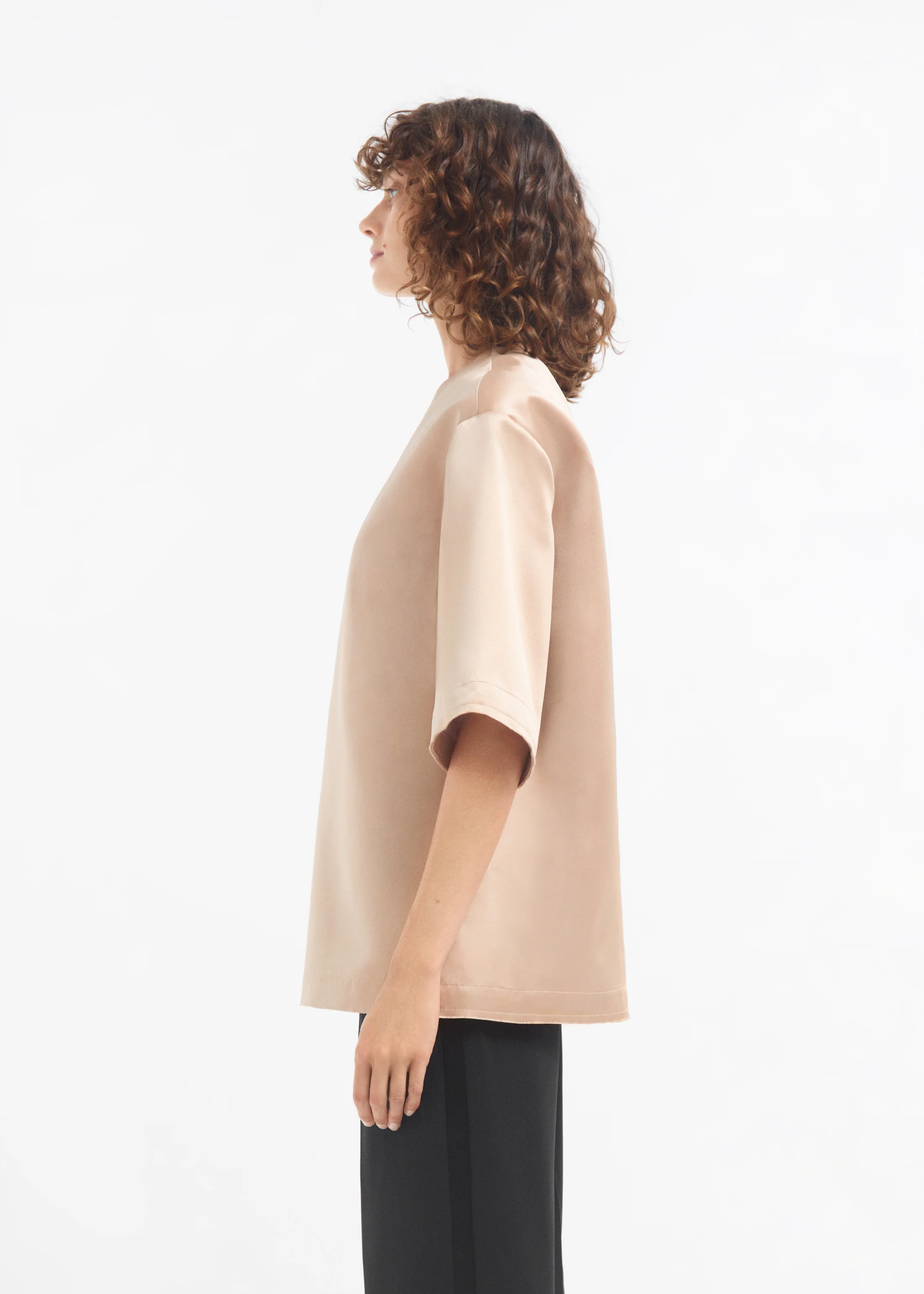 Oversized Shirt in Duchess Satin - Champagne