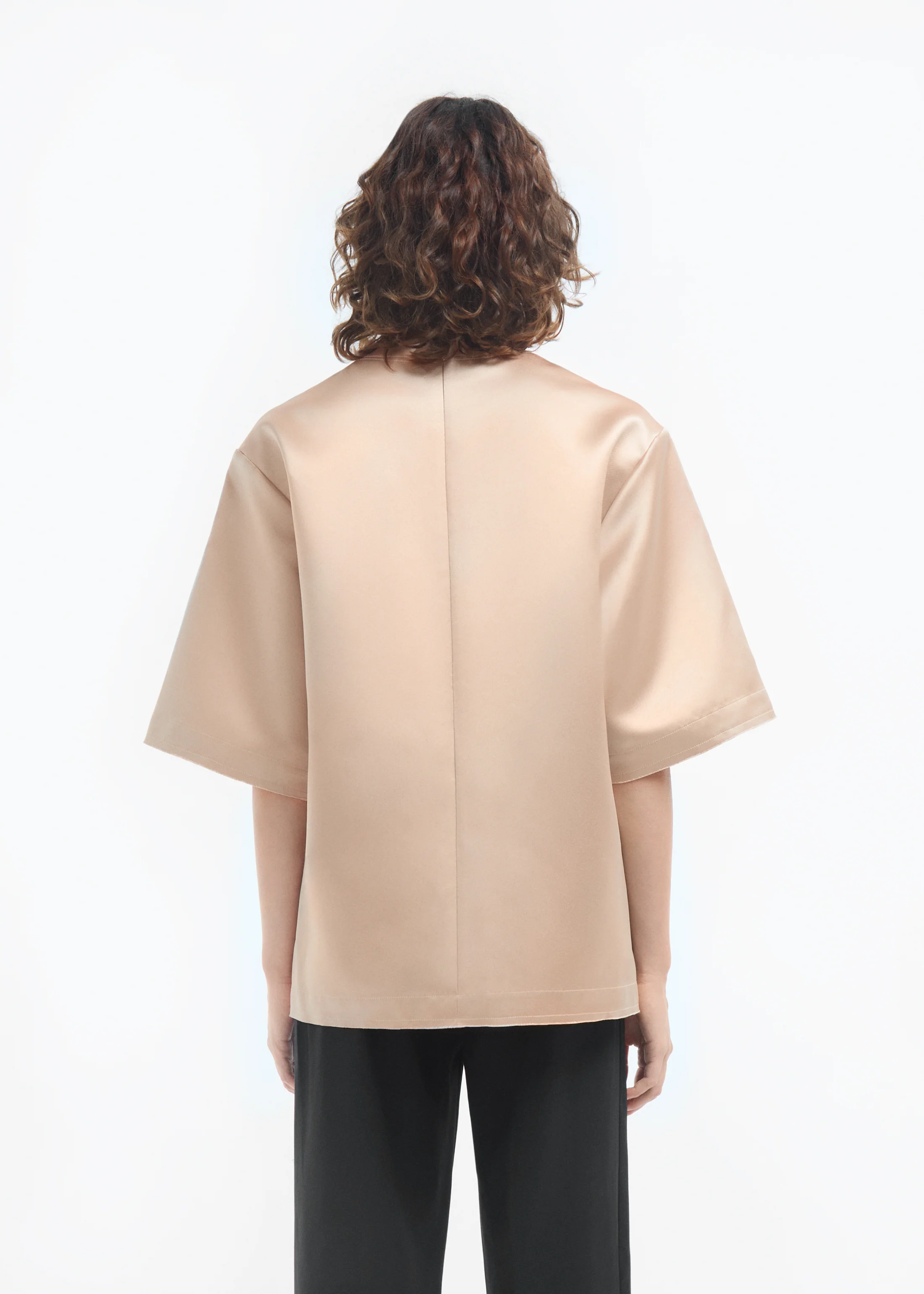 Oversized Shirt in Duchess Satin - Champagne