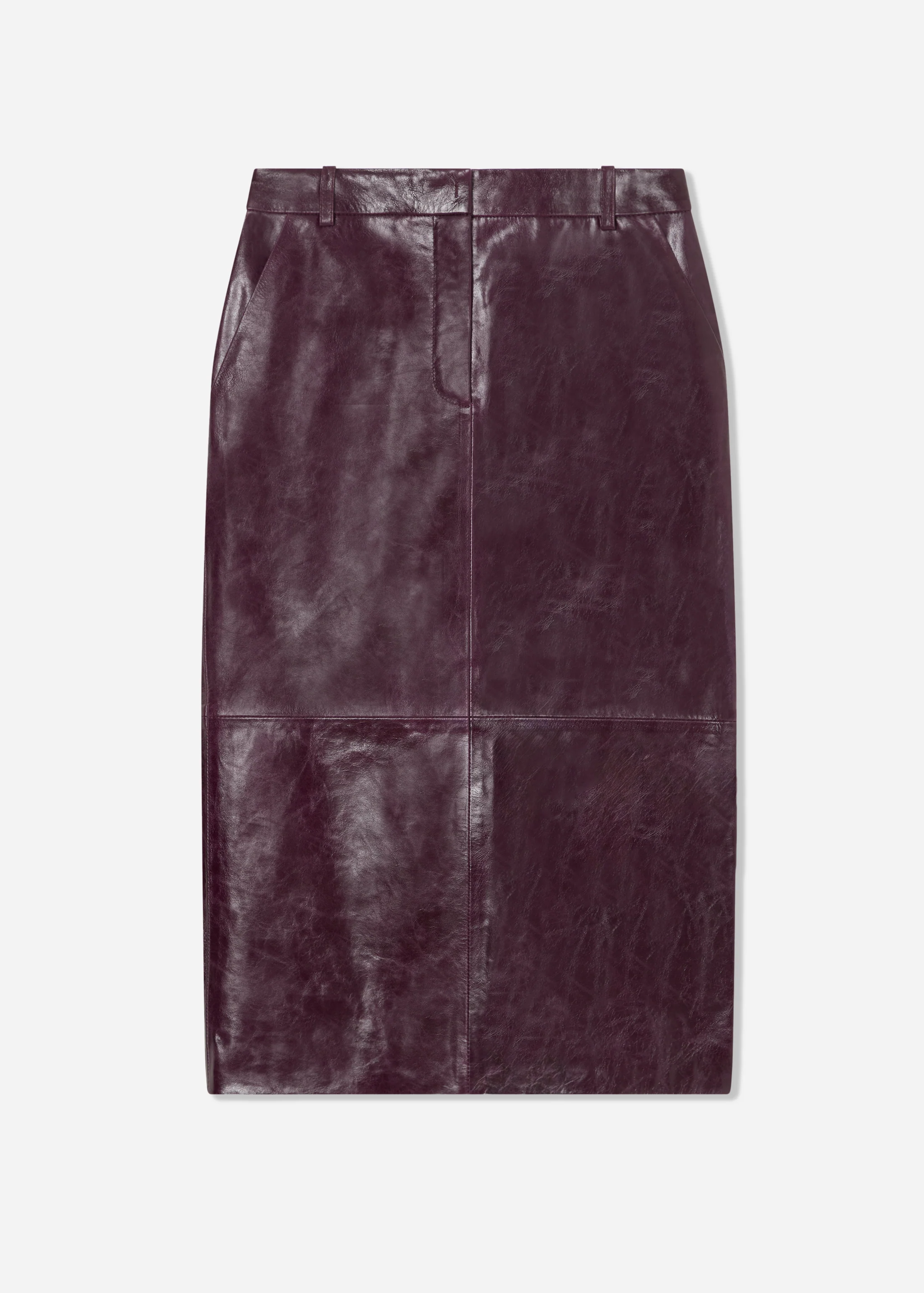 2320-tailored-pencil-skirt-in-leather-aubergine-1.webp Tailored Pencil Skirt in Leather - Aubergine