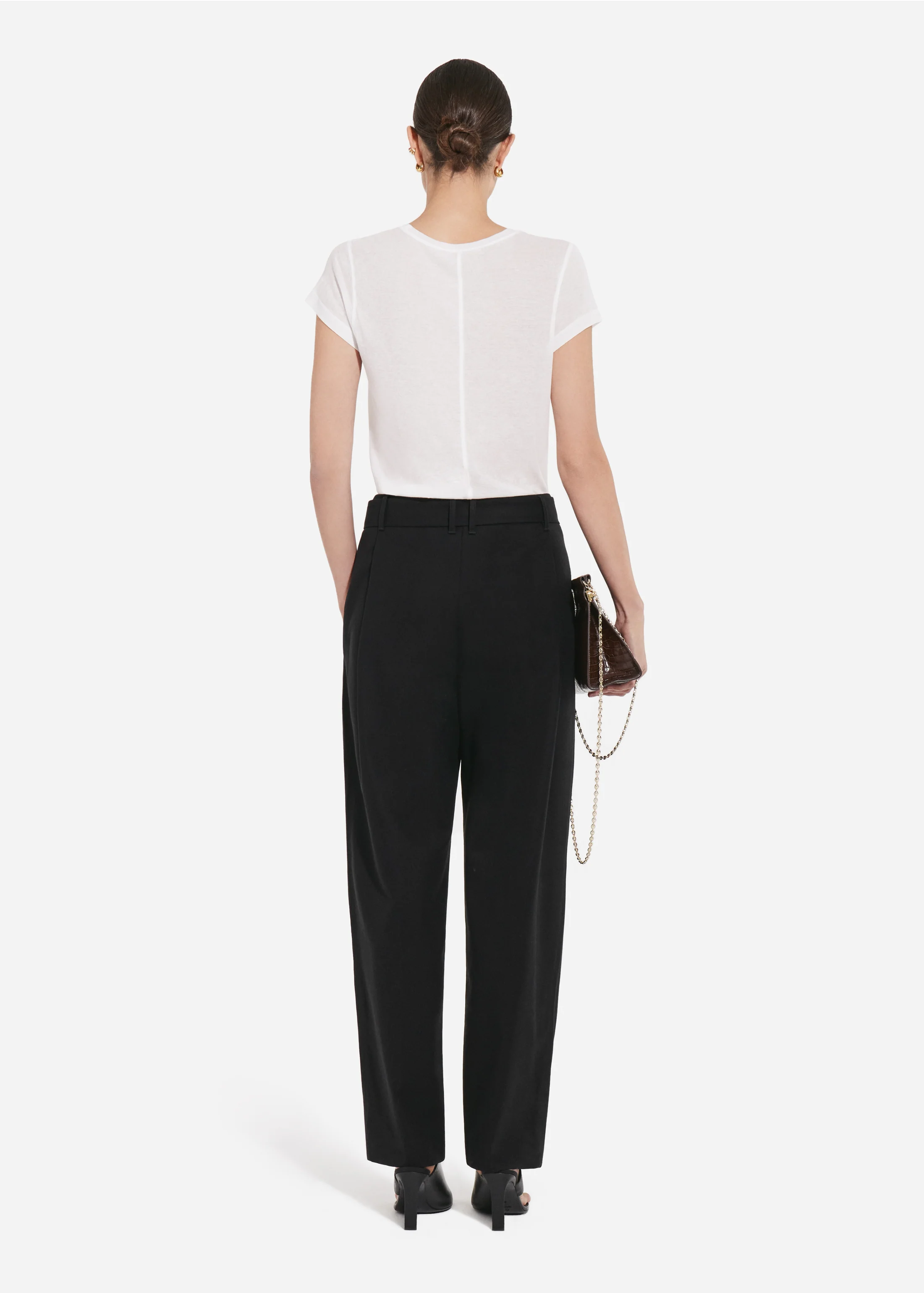 Belted Pleated Pant in Cotton - Black